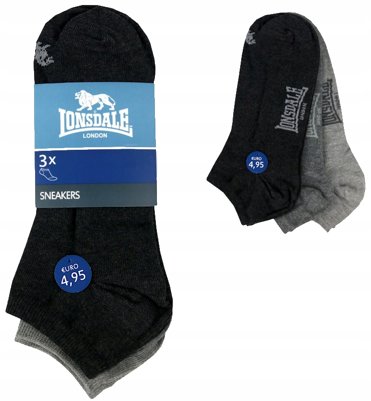 

Lonsdale Skarpetki Stopki 3-PAK Szary MIX 43/46