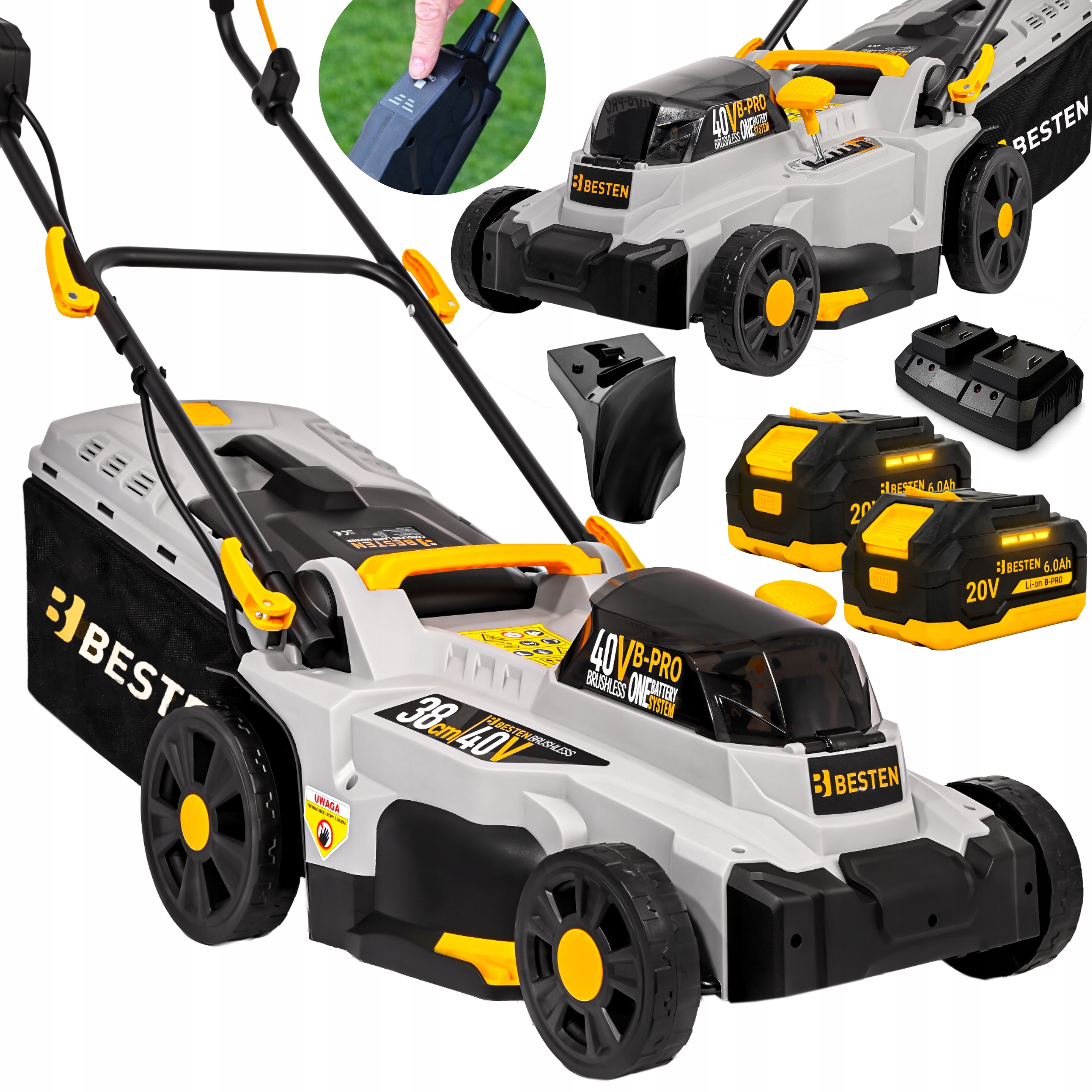 Bezkartáčová Akumulátorová Sekačka 38 CM Na Trávy 2X Aku 6AH Výkonná Besten