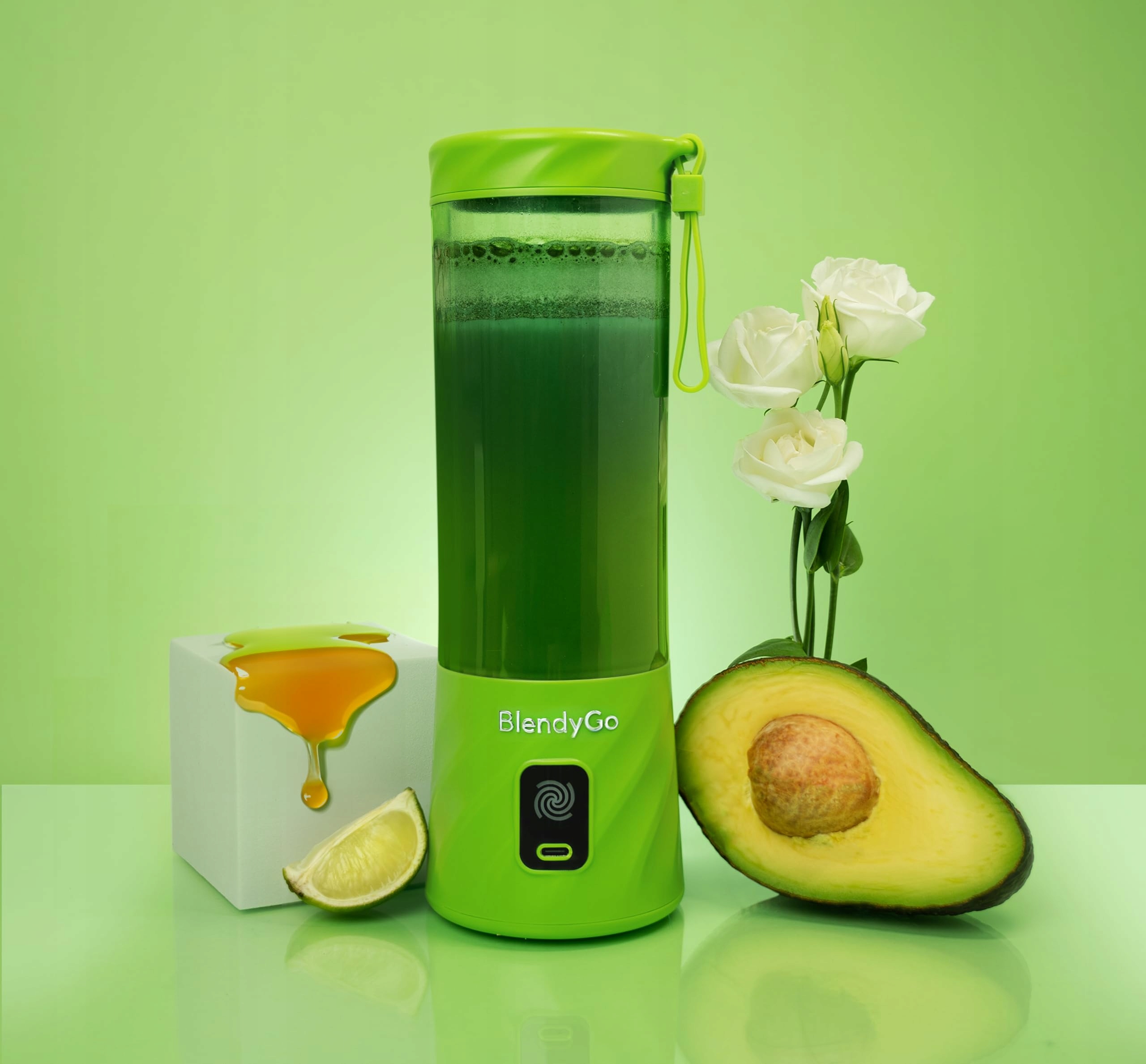 BLENDYGO 3 Blender Do Smoothie Przenośny USB 550ml BPA Free Zielony — miniatura 2