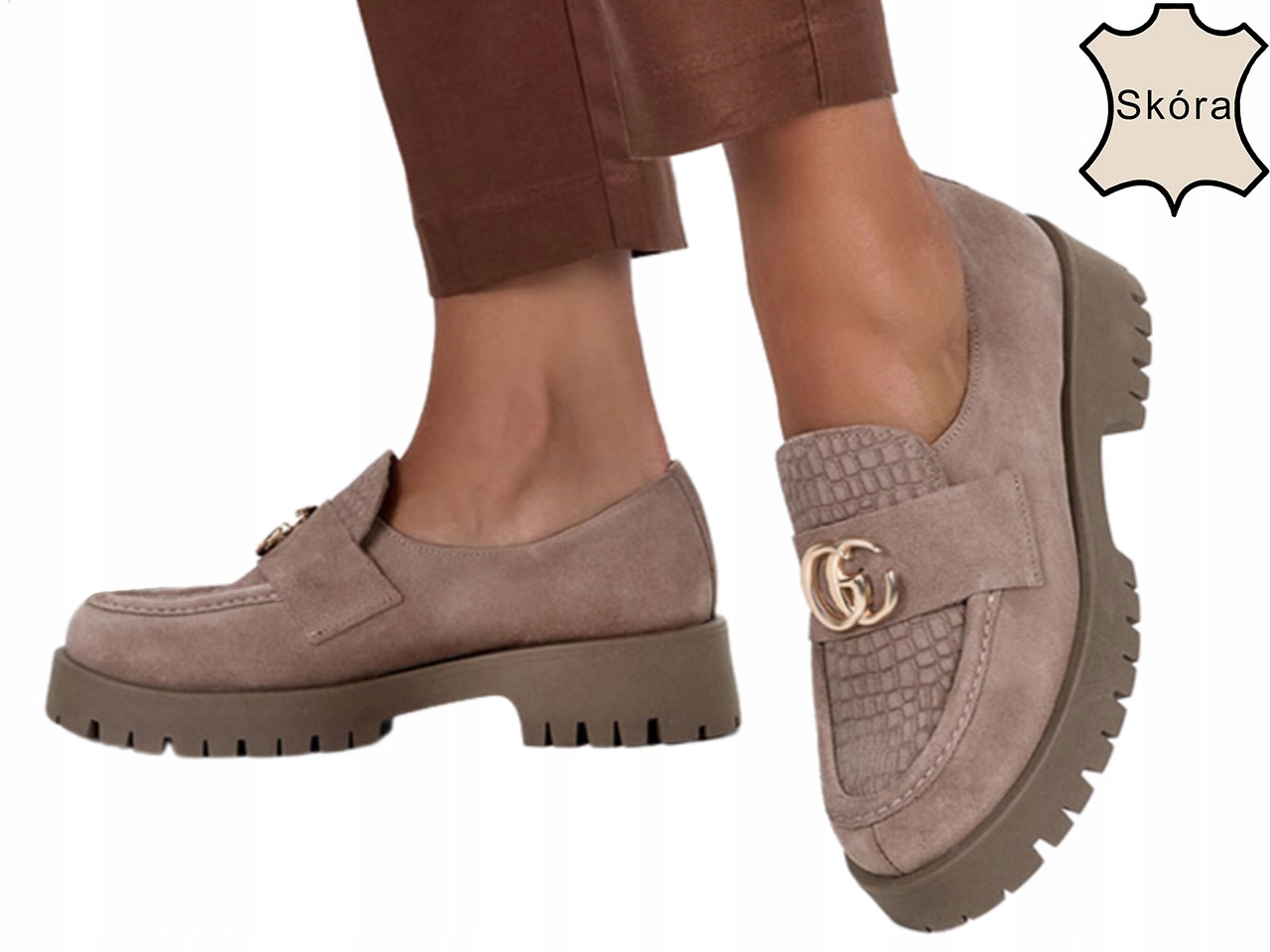 MOKASYNY DAMSKIE SKÓRZANE PL PÓŁBUTY Z OZDOBĄ r 37