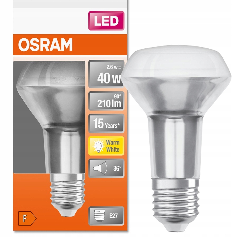 

Osram Led reflektor 2.6W 40W E27 R63