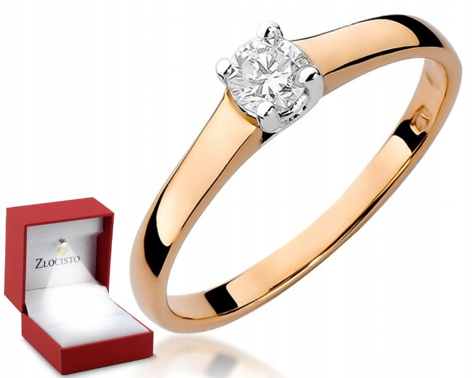 Różowe złoto pierścionek z Diamentem 0,20 ct 0,585