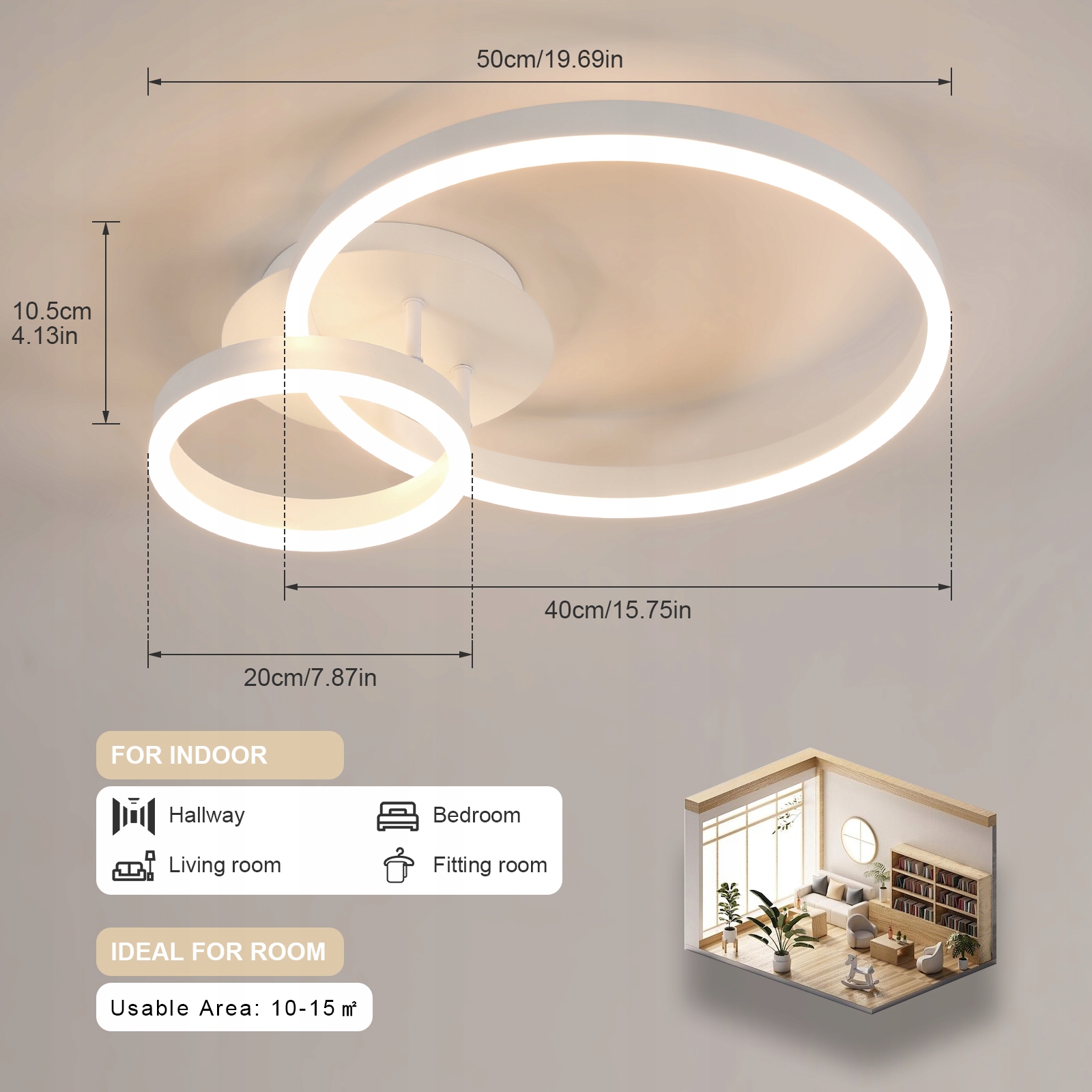 ZYRANDOL BIAŁA LAMPA SUFITOWA LED PLAFON RING 3000K NOWOCZESNA DO SALONU Kod producenta 30960311