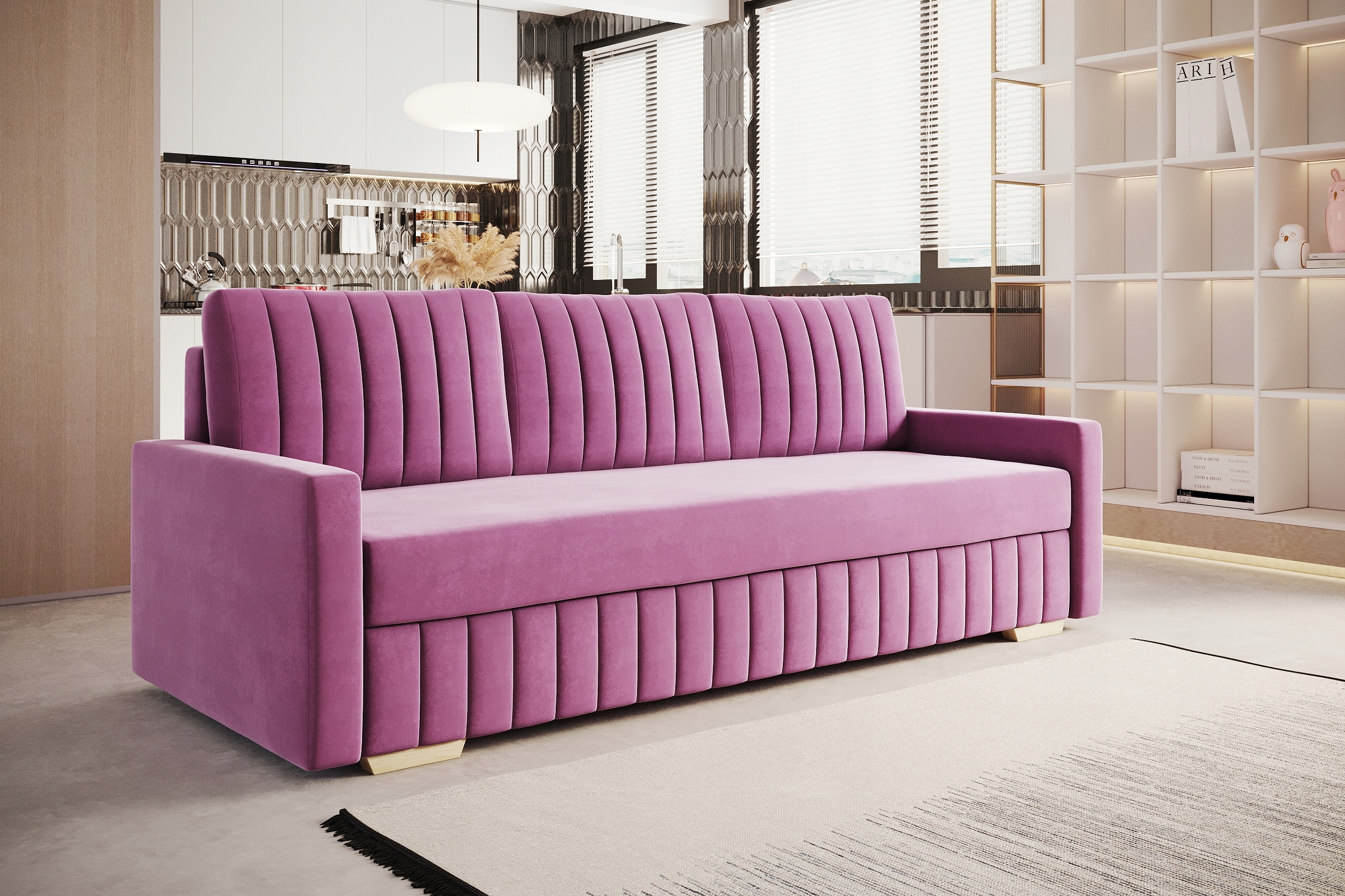 Rozkładana kanapa mała sofa z pojemnikiem 162 STEL Powierzchnia spania – długość (cm) do 150 cm