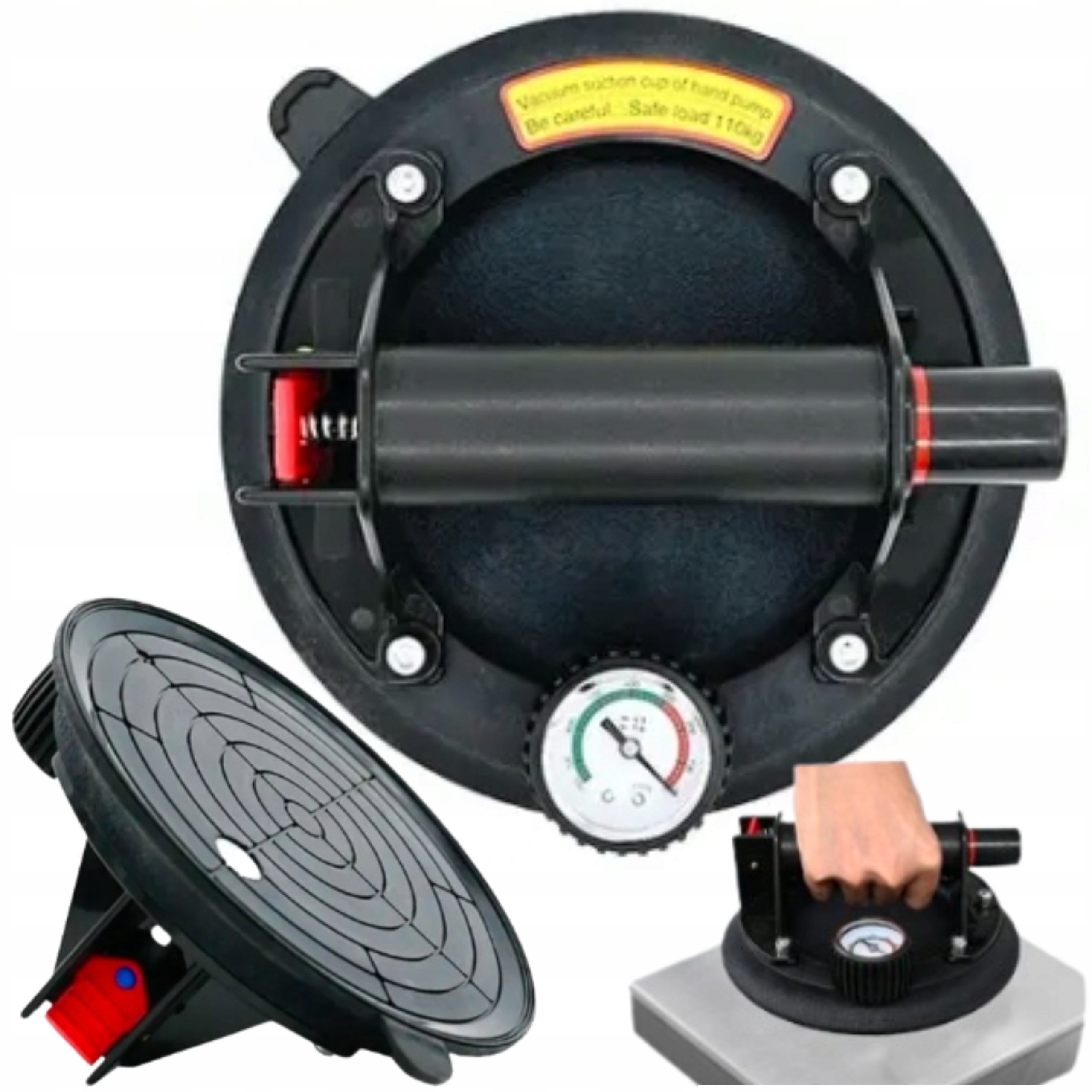 Přísavka na dlaždice 250 kg s manometrem Glazurovací sklo Vakuová hubice