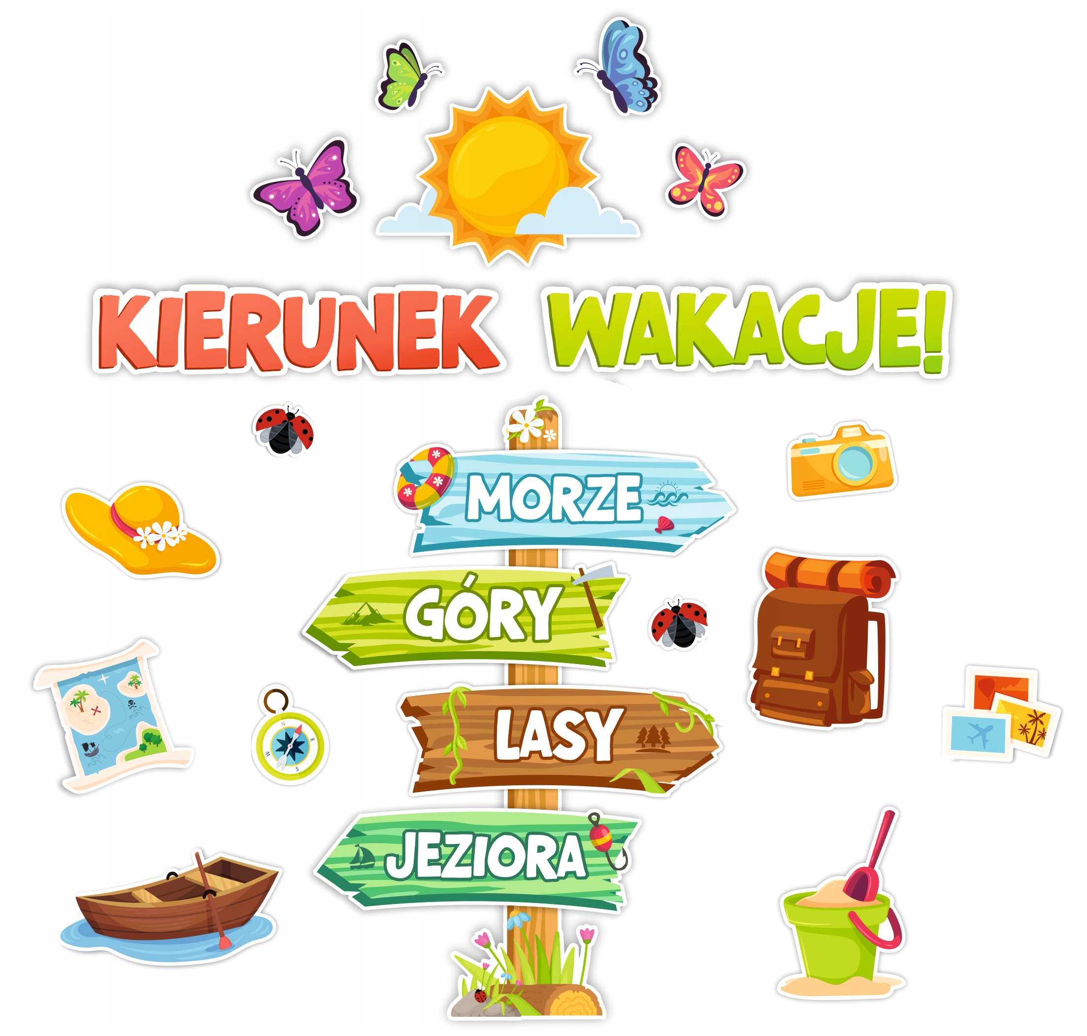 DEKORACJA NA ZAKOŃCZENIE ROKU SZKOŁA PRZEDSZKOLE - KIERUNEK WAKACJE (XL)