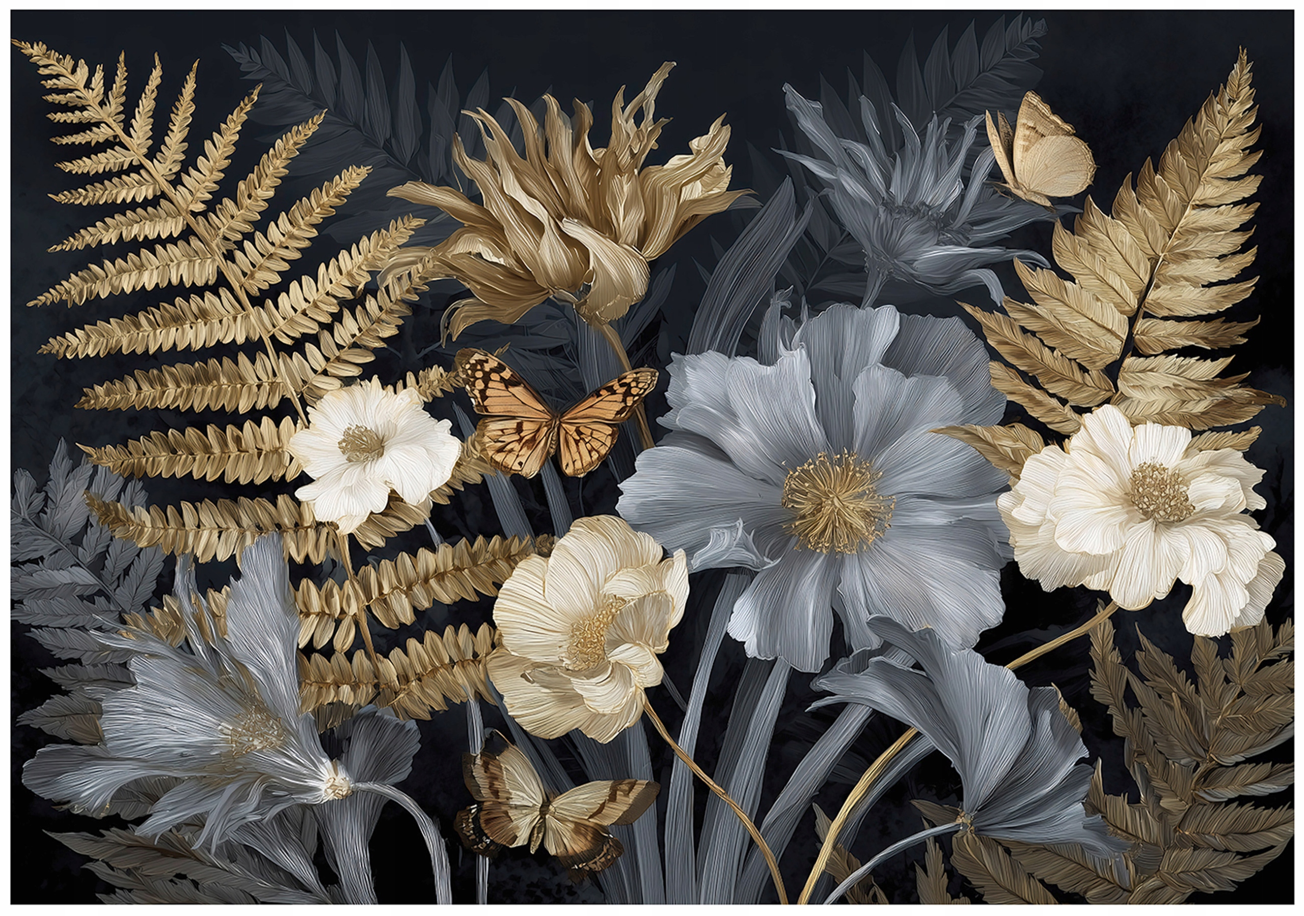 Fototapeta Listy Květiny Zlatá Ložnice Obývací Pokoj Tapeta Flizelina 400x280