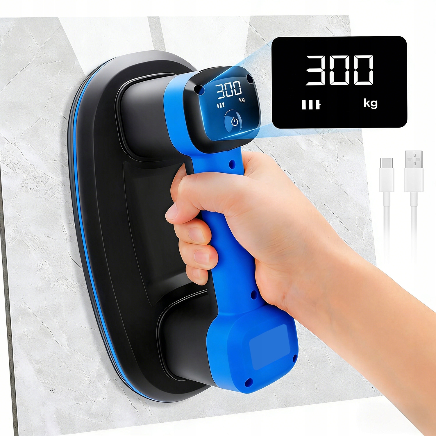 Přísavka Vakuová Přísavka Na Sklo, Držák Akumulátor 3600 Mah, 300 Kg, LCD