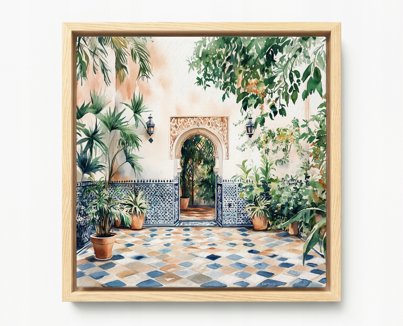 Obraz Rám Americká Krabička Patio Mozaika Arabský Oblouk Maroko 60x60