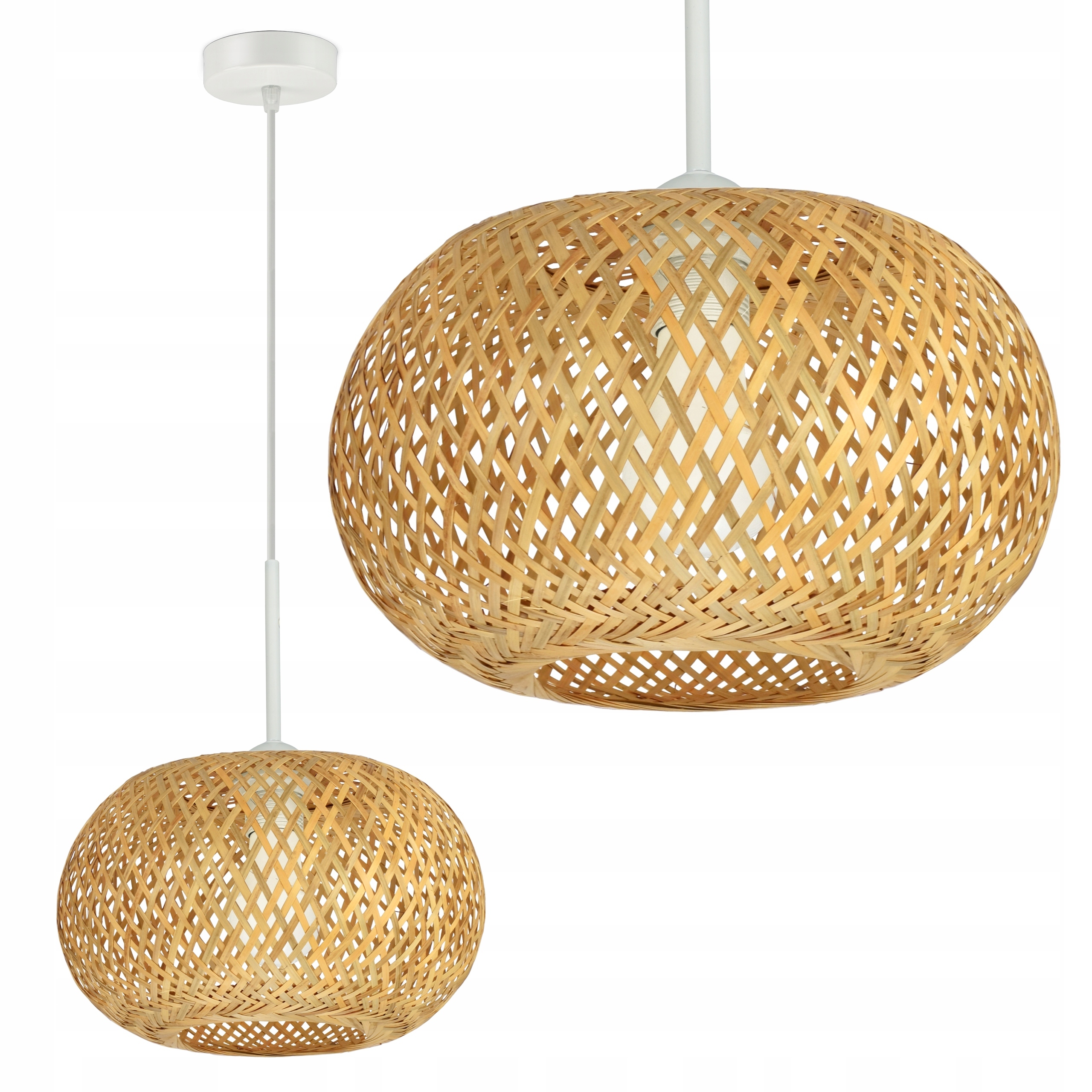 Závěsné Stropní Svítidlo Bambusová pletená Boho přírodní 581-EZ1 Led Bílá