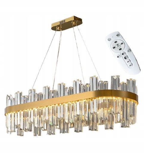 Led stropná lampa Glamour Zlatá Iza Oválna 80W kryštál Diaľkový Ovládač 3-farebná