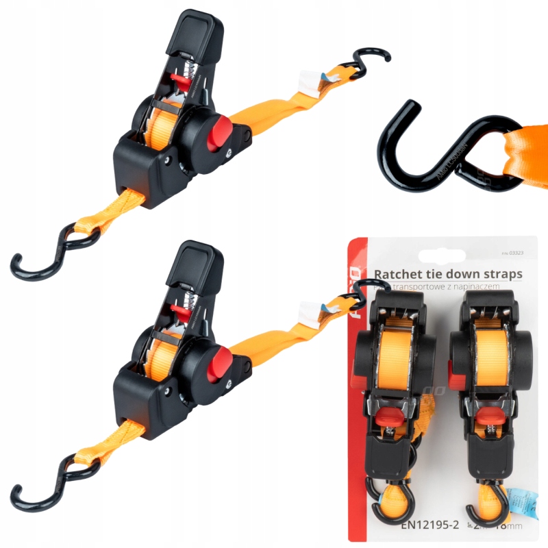 2x Pas Transportowy Z Automatycznym Zwijaczem 200KG 2M Automat Pasy 2SZT.