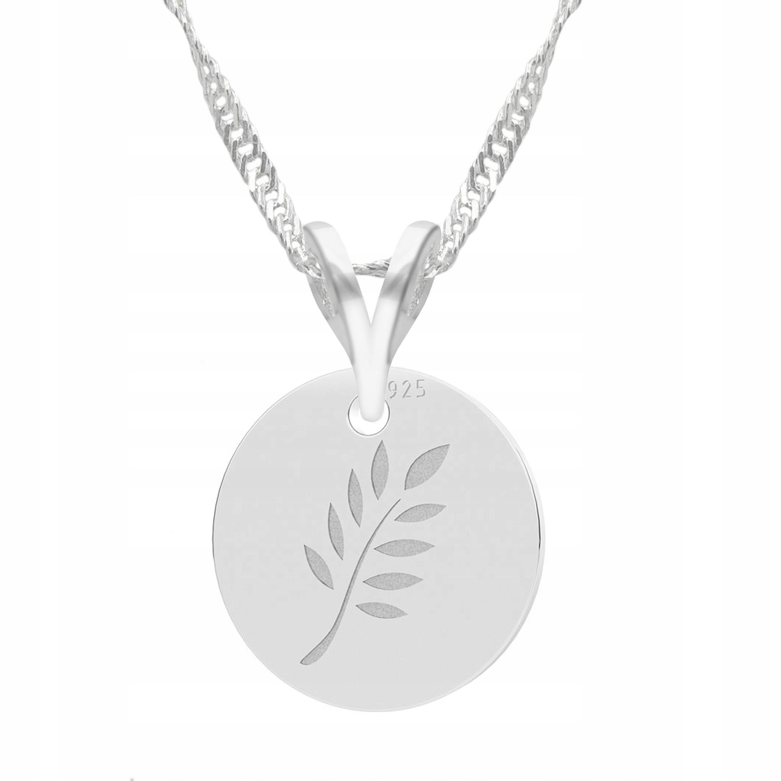 Stříbrný náhrdelník Větvička Plech Rostlina Listy Stříbro 925