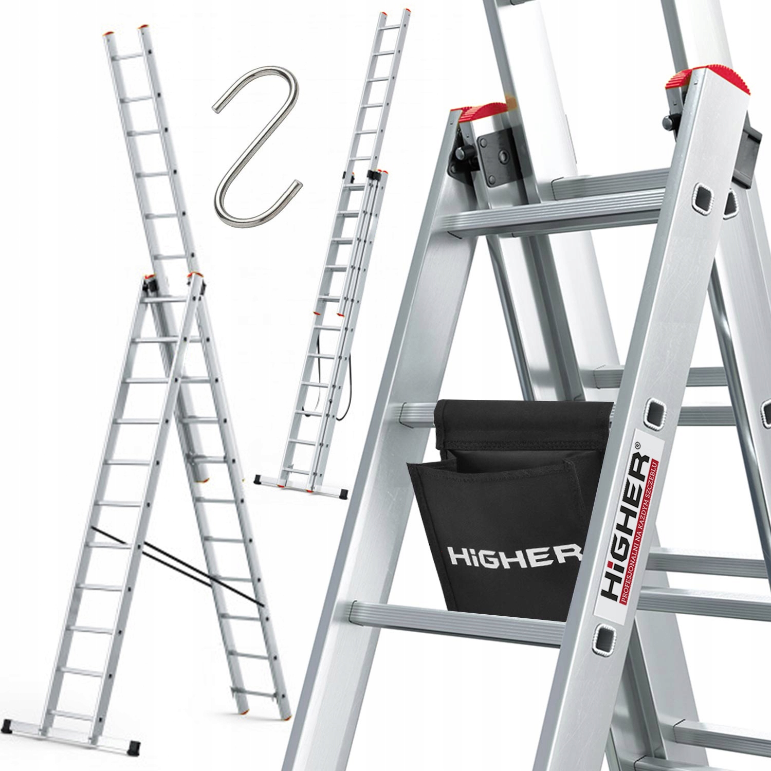 Drabina aluminiowa wielofunkcyjna 3x11 HIGHER na schody PRO + GRATIS — 14