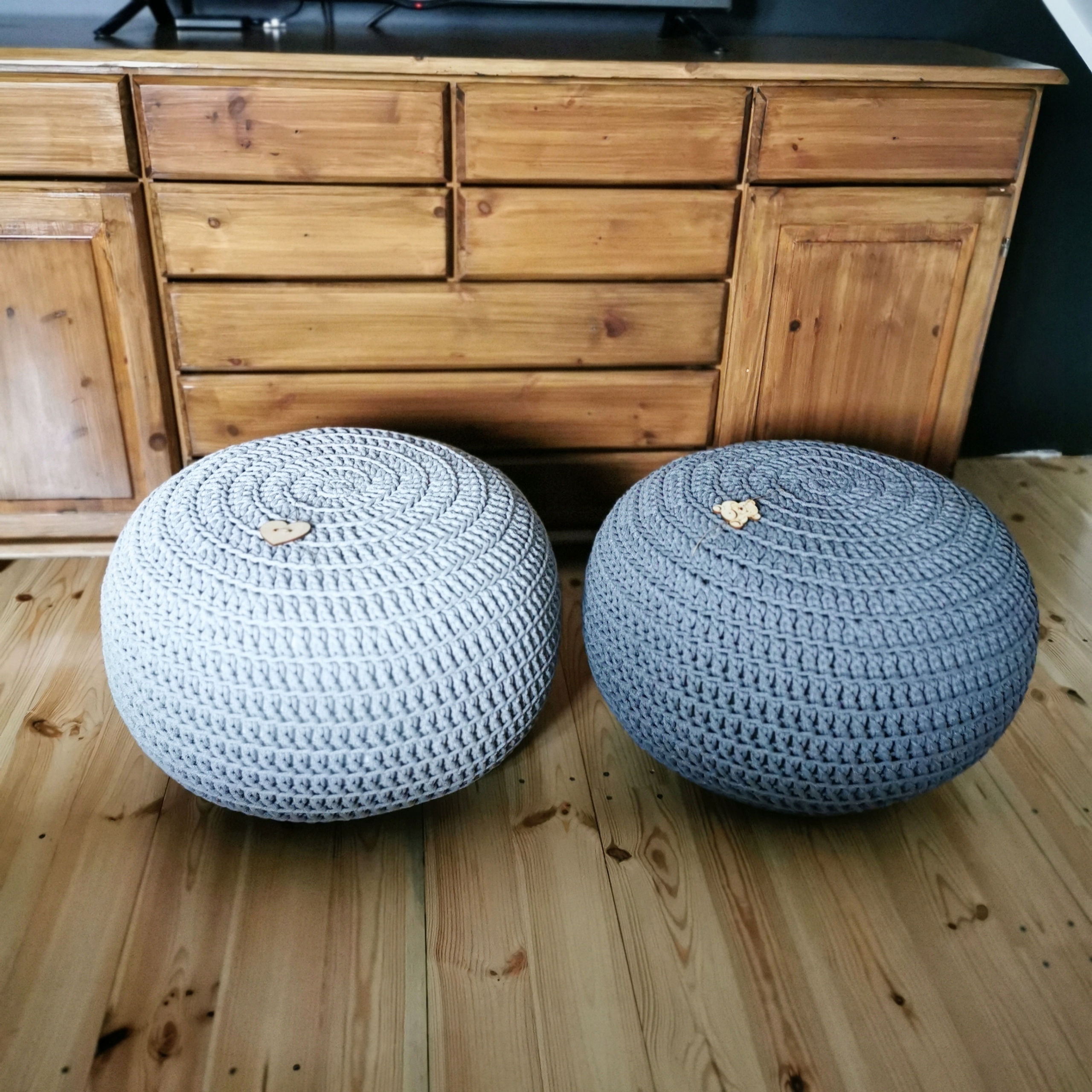 DUŻA PUFA DZIERGANA PLECIONA ZE SZNURKA NA ZAMEK ! Kolekcja Puf