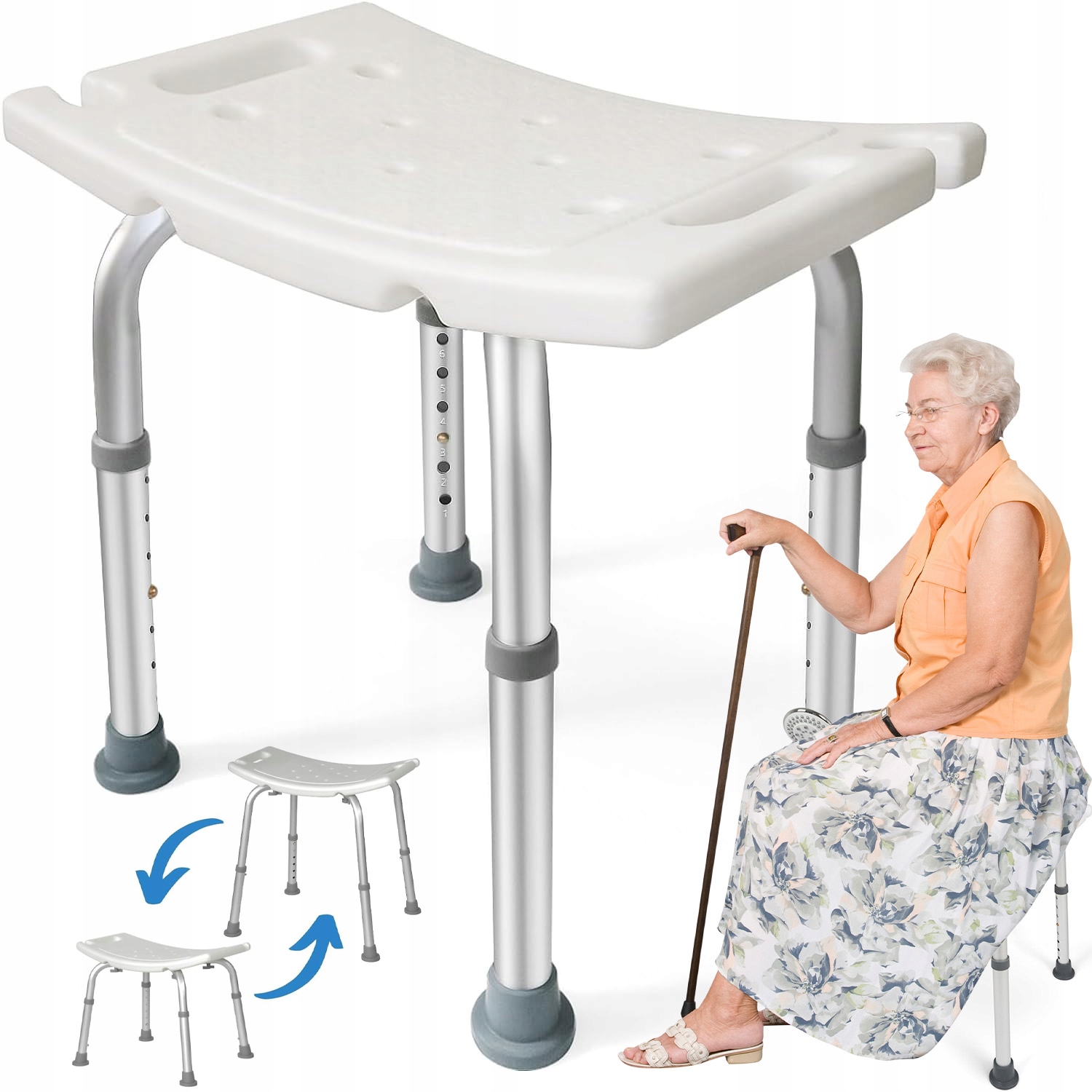 Taboret Pod Prysznic Antypoślizgowe, Krzesło Prysznicowe Nośność 100 Kg