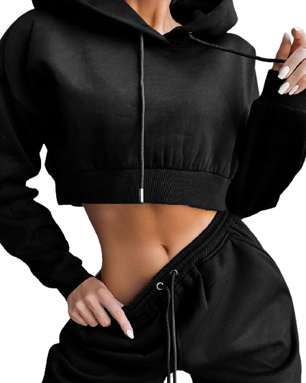 

Komplet Dresowy Bluza Spodnie Dres Stylowy Czarny