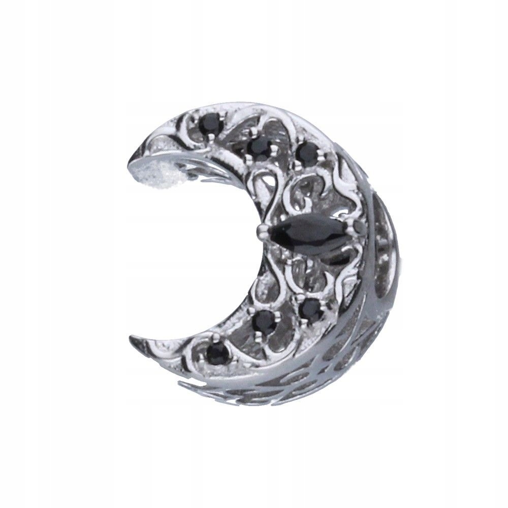Stříbrný prolamovaný přívěsek bead 925 měsíc s černými zirkony 2.64 g