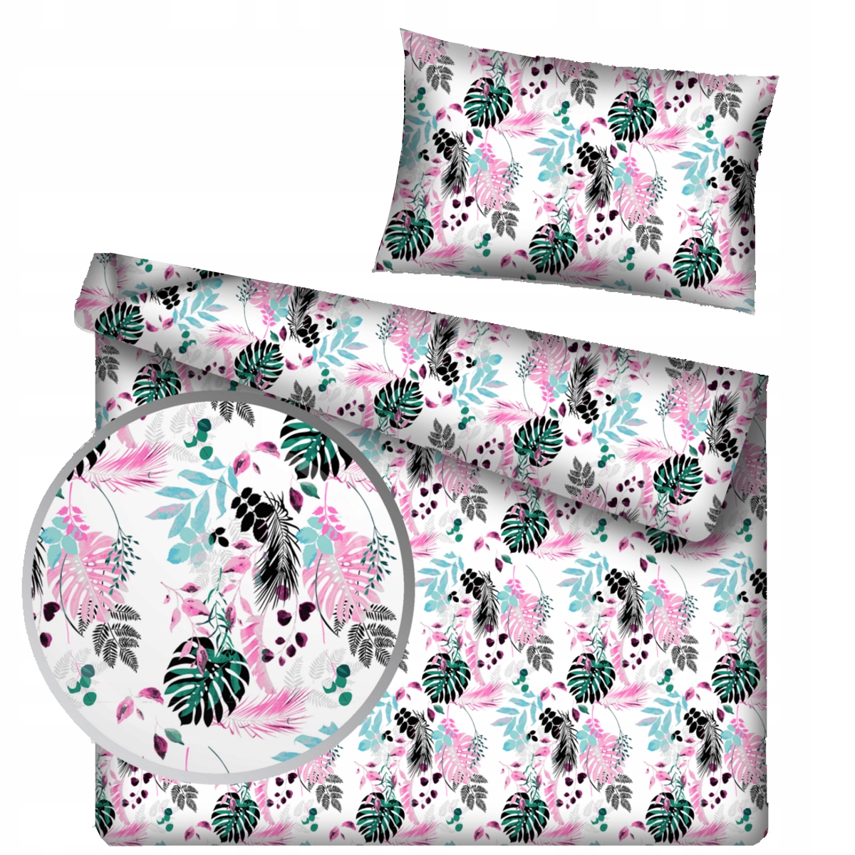 Pościel bawełniana 140x200 50x60 dziecięca studencka liście 052pas