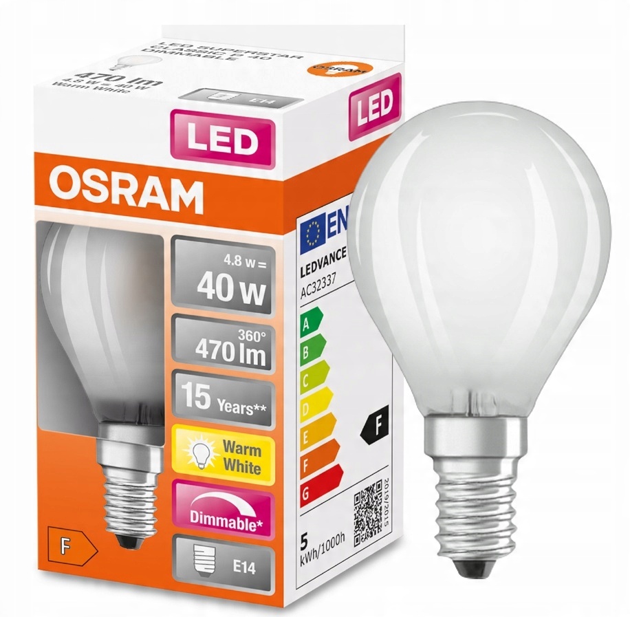 

Osram żarówka Led kulka 4.8W 40W E14 2700K DIM