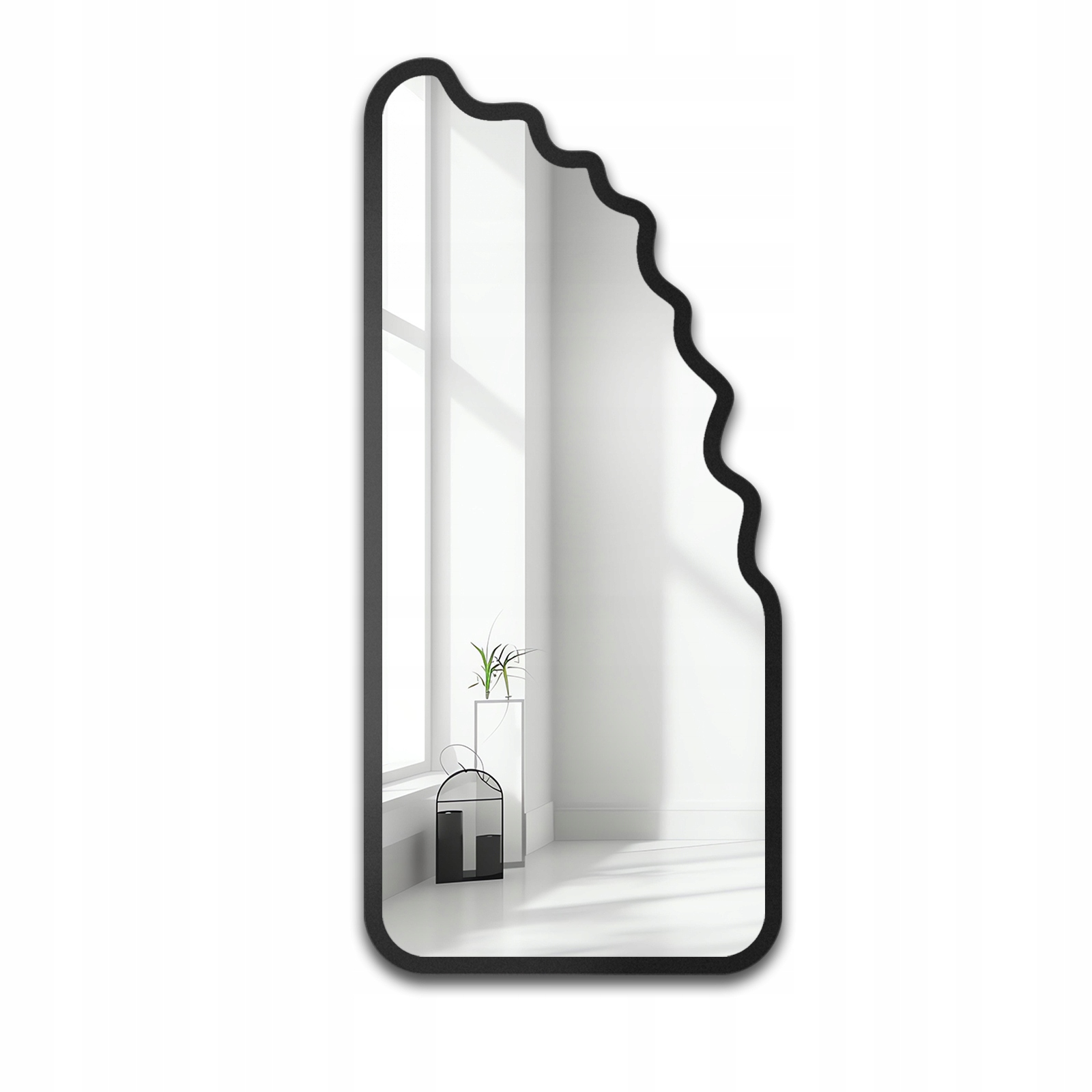 Zrcadlo moderní Blobs Flux v černém vlnitém rámu Mdf 50x110