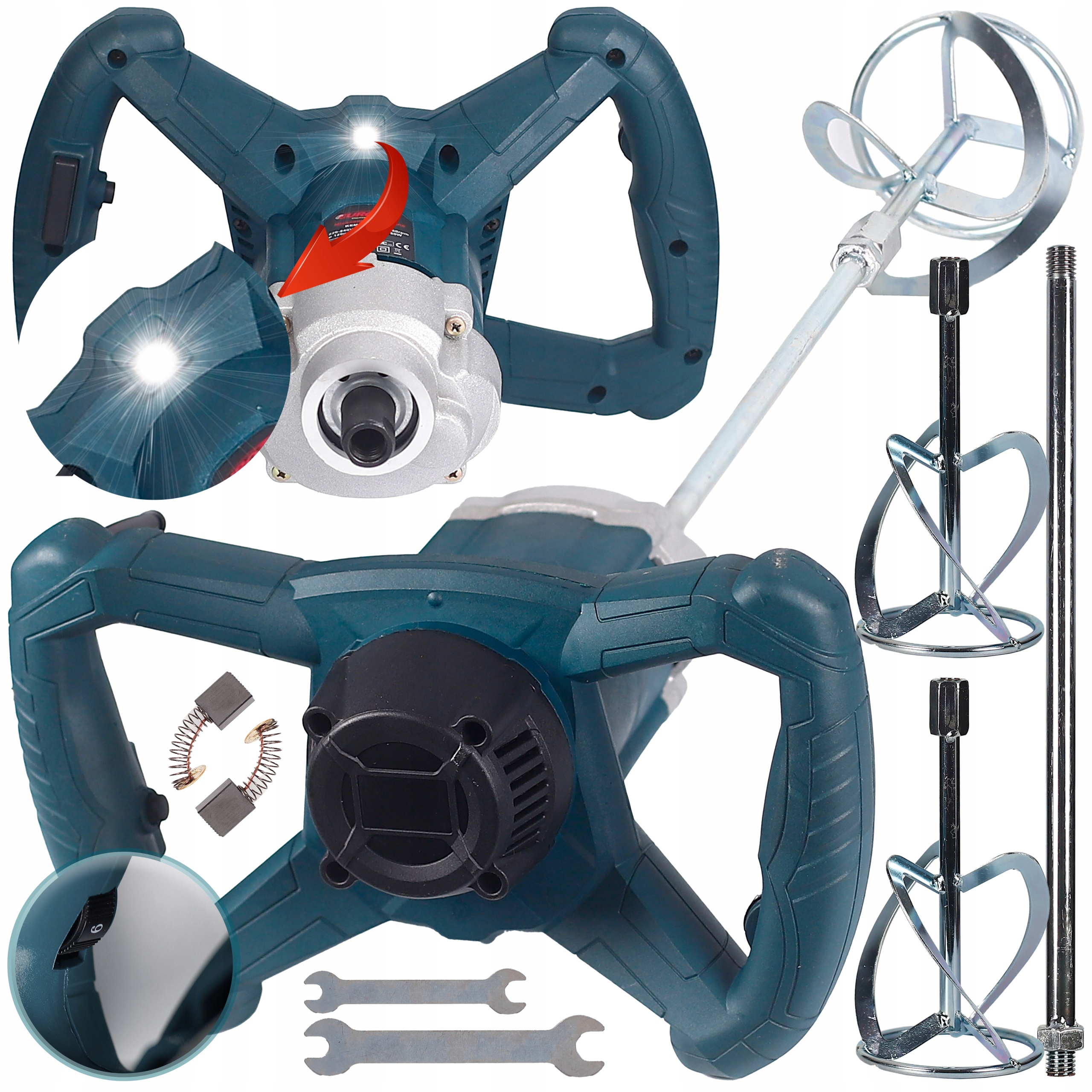 Mieszadło Elektryczne Do Zapraw Kleju Farb Gipsu Betonu x2 Mieszalniki 3150