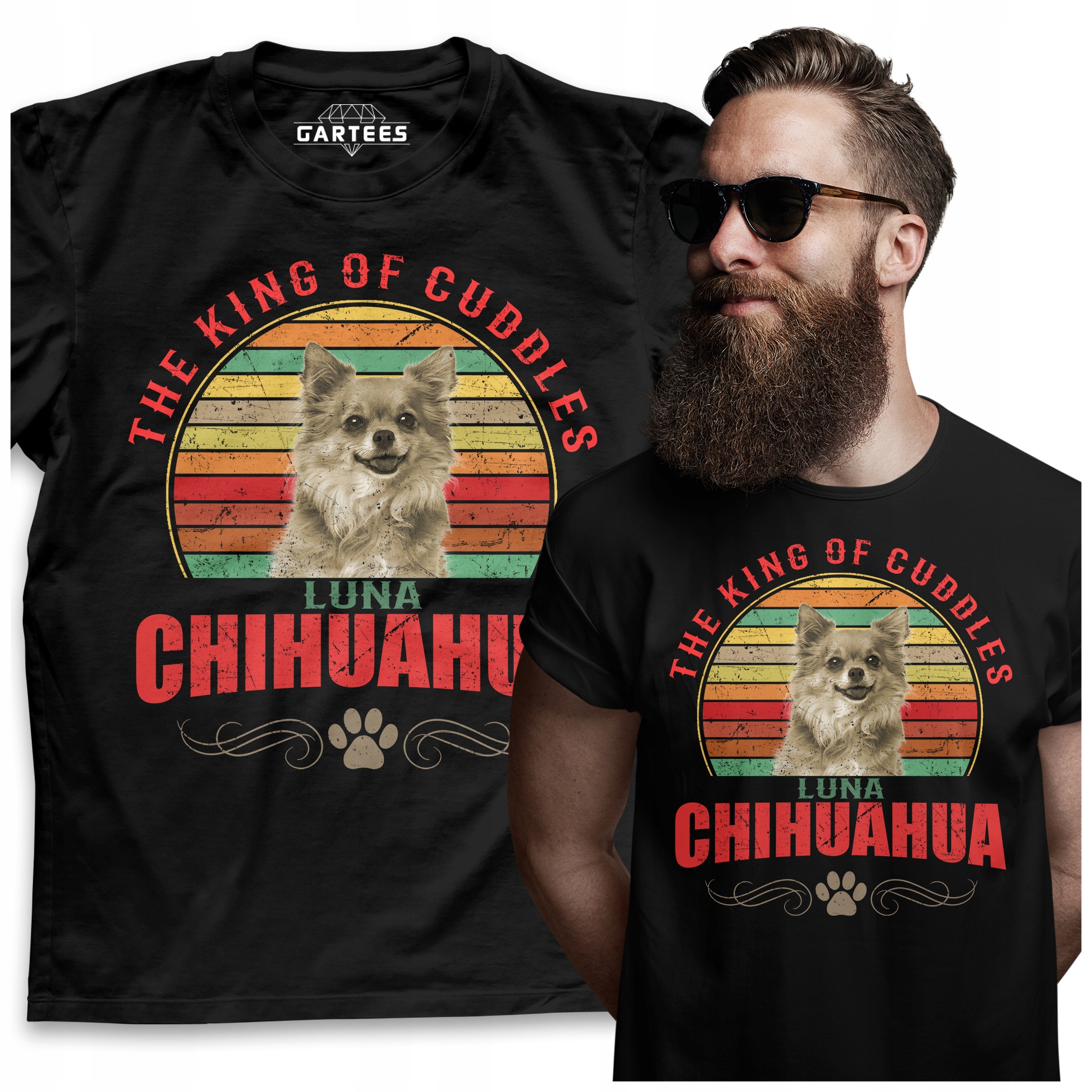 

Koszulka Męska Mój Pies Rasa Chihuahua Imię Tshirt