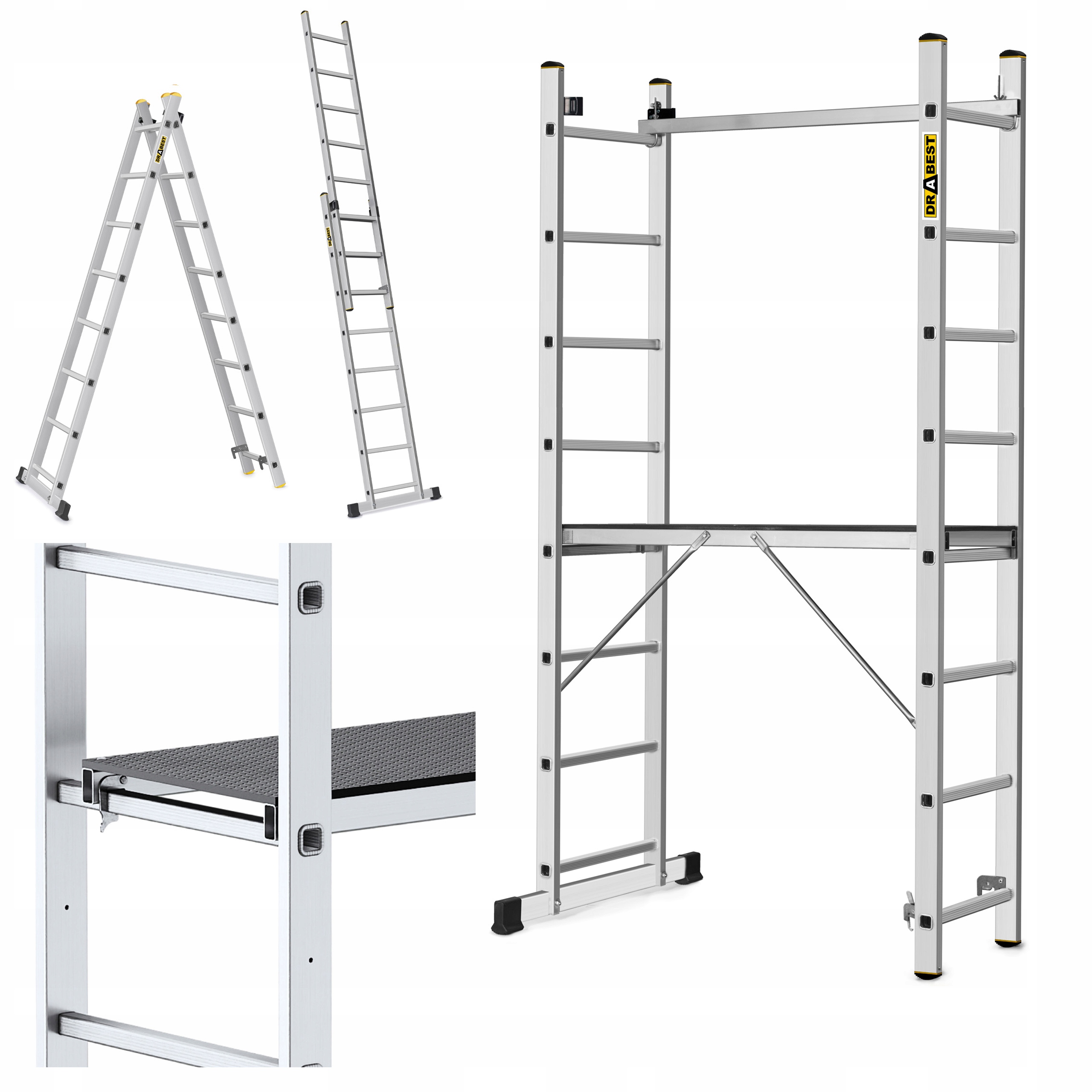 Hliníkové žebříkové plošina 2x8 Drabest Pro 150 kg