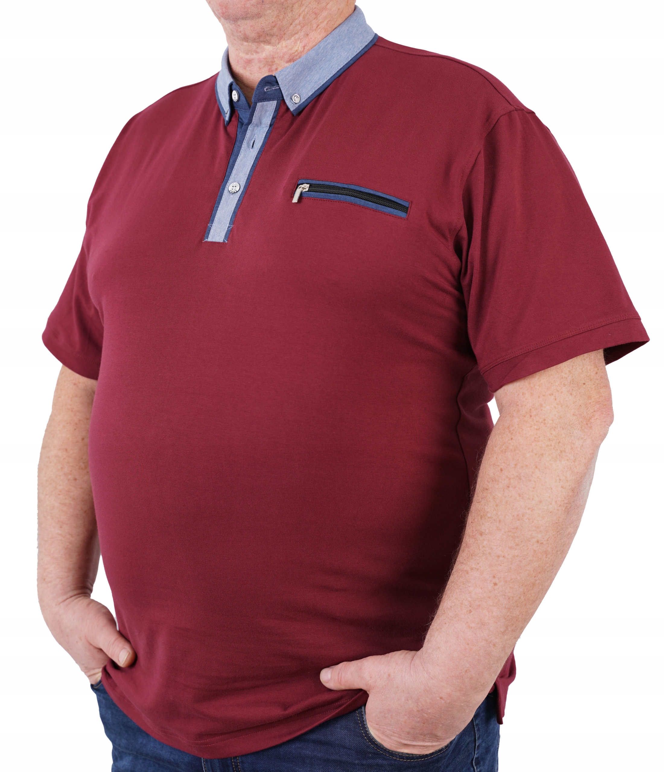 

T-shirt Polo Bordowy Koszulka Kołnierzyk Duży 3XL