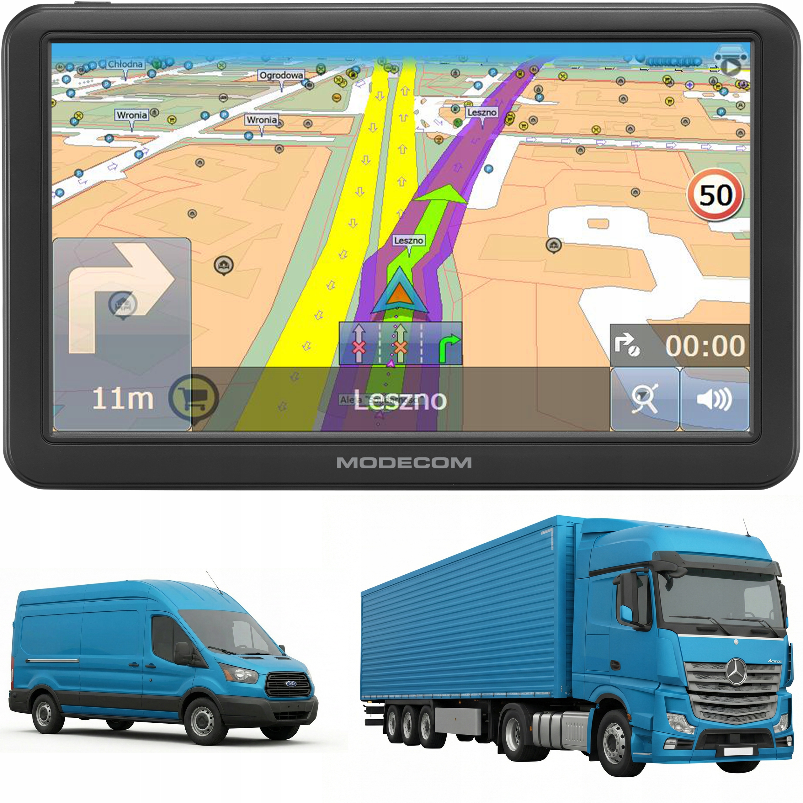 7" navigácia pre nákladné automobily Tir Bus a osobné automobily Modecom Sx 7.0 mapy Tir