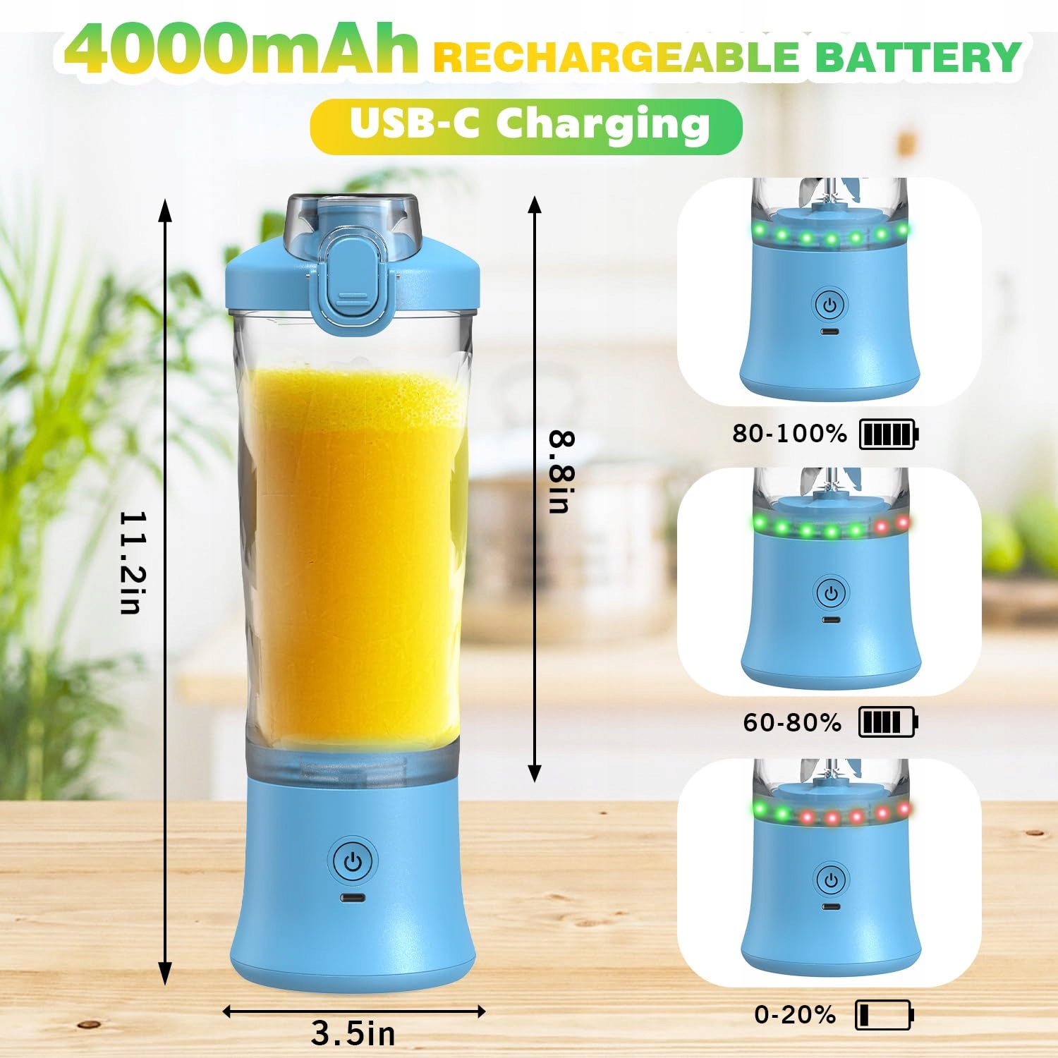 NexaEase Mixer Smoothie Maker 600ml USB Blender Do Kuchni i Podróży — miniatura 7