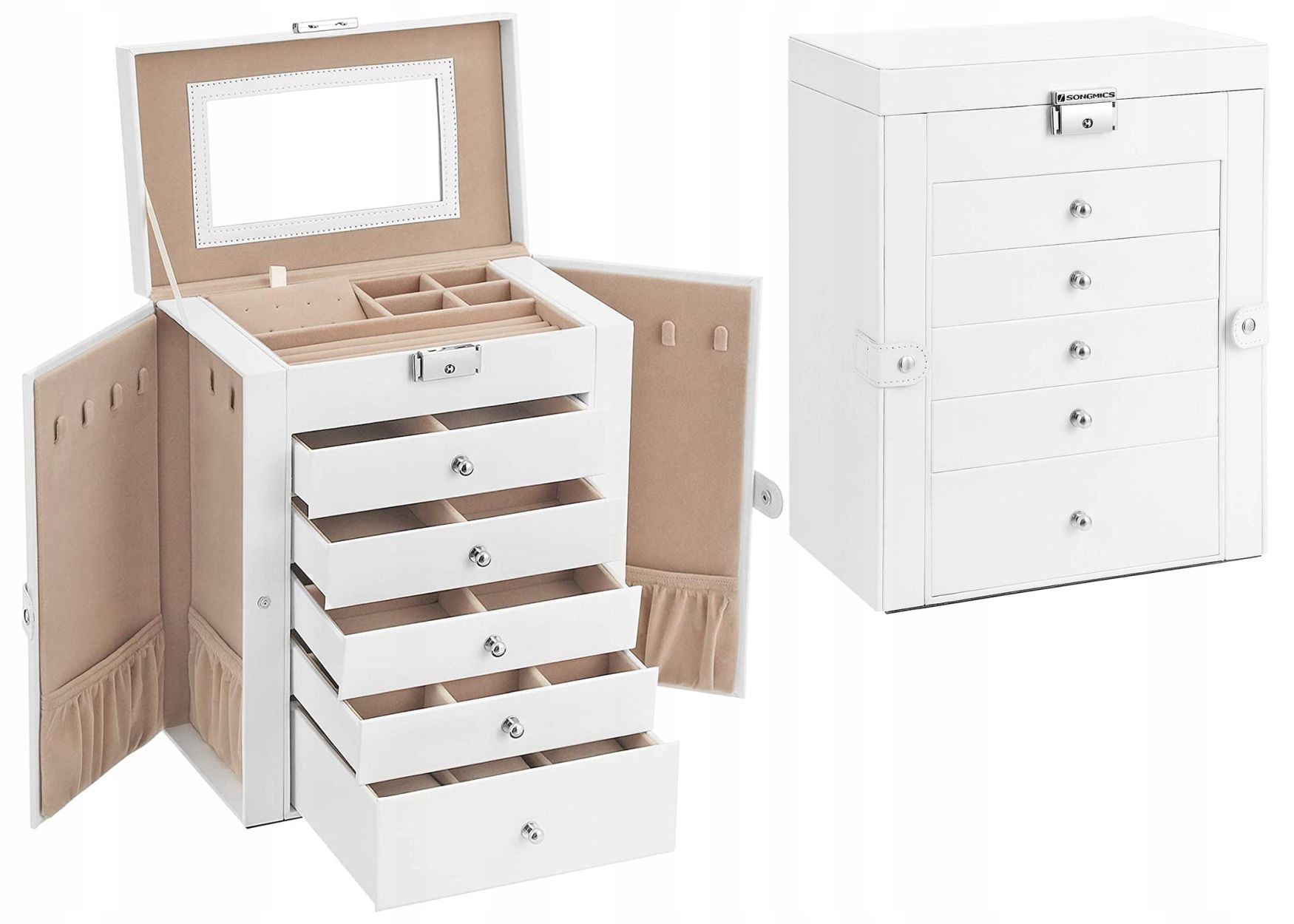 Šperkovnice na bižuterii bílá 5 úrovní Glamour