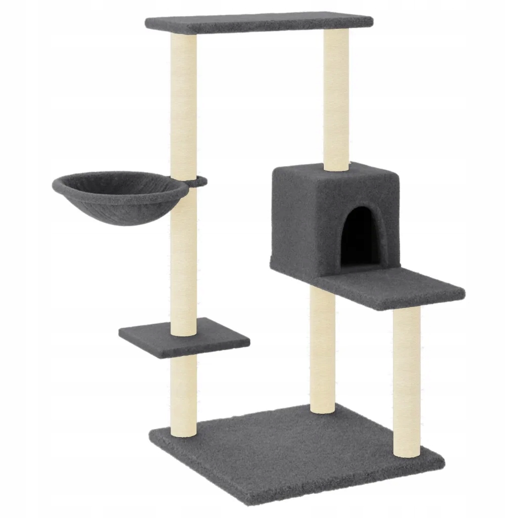 Levně Škrabadlo pro kočky sisalovými sloupky, tmavě šedé, 95 cm