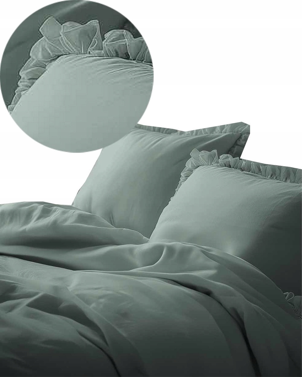 Povlečení s volánky 220x200cm 100% Bavlna povlečení ve stylu Boho barva Máta