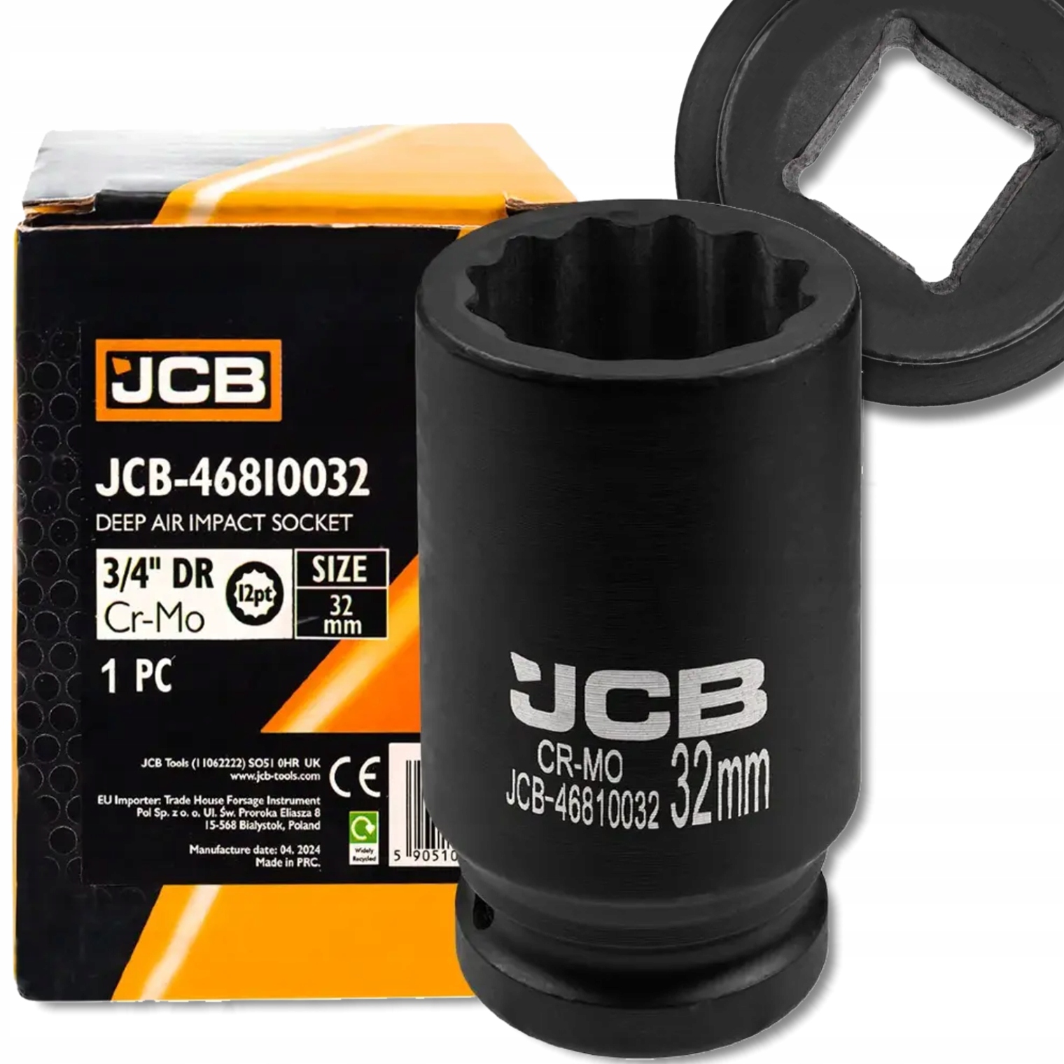 Nasadka udarowa głęboka 3/4" Cr-Mo 12-kątna 32 mm Jcb