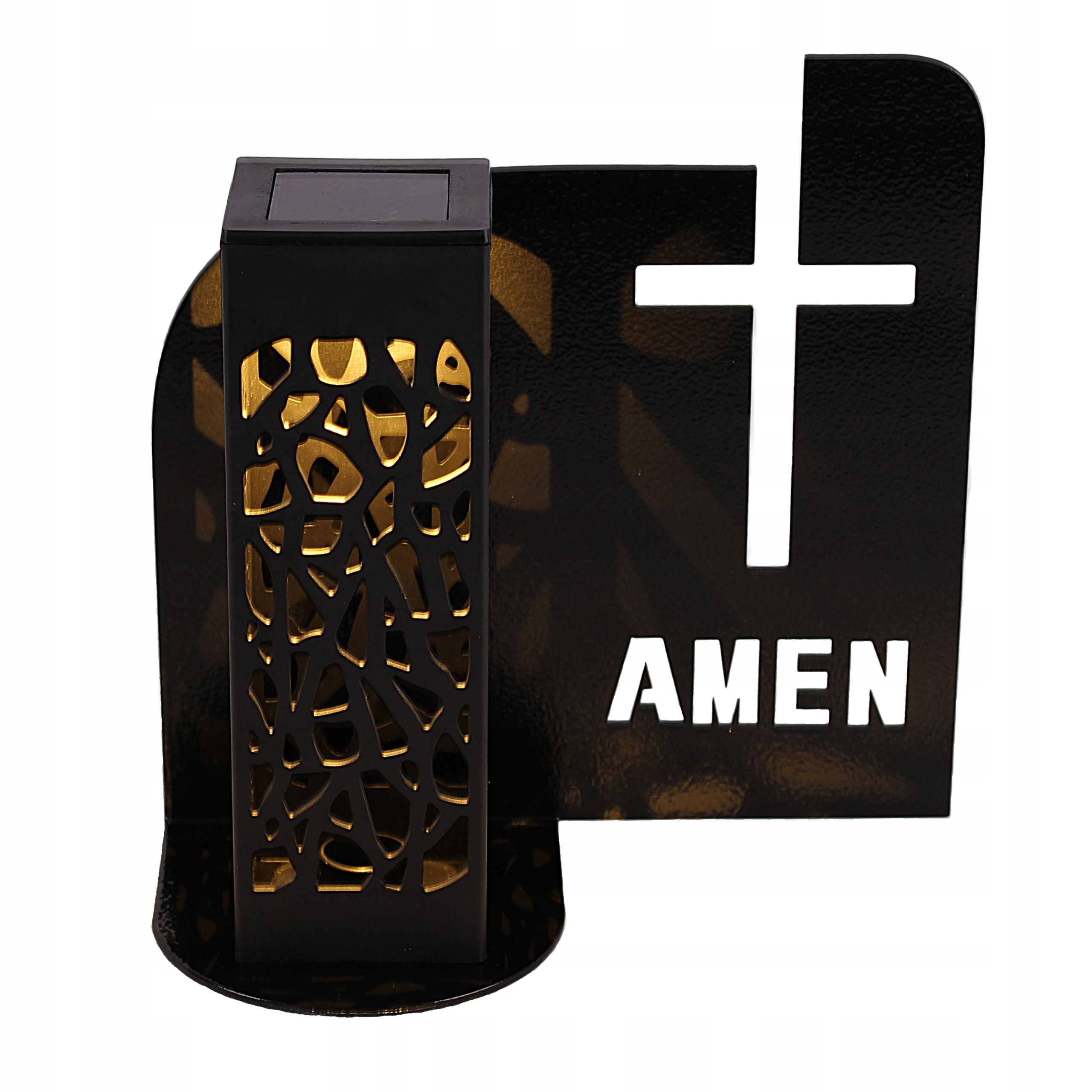 Hřbitovní Svíčka Solární Led náhrobní Kříž Amen věčná lampička Metal Premium Lizurej