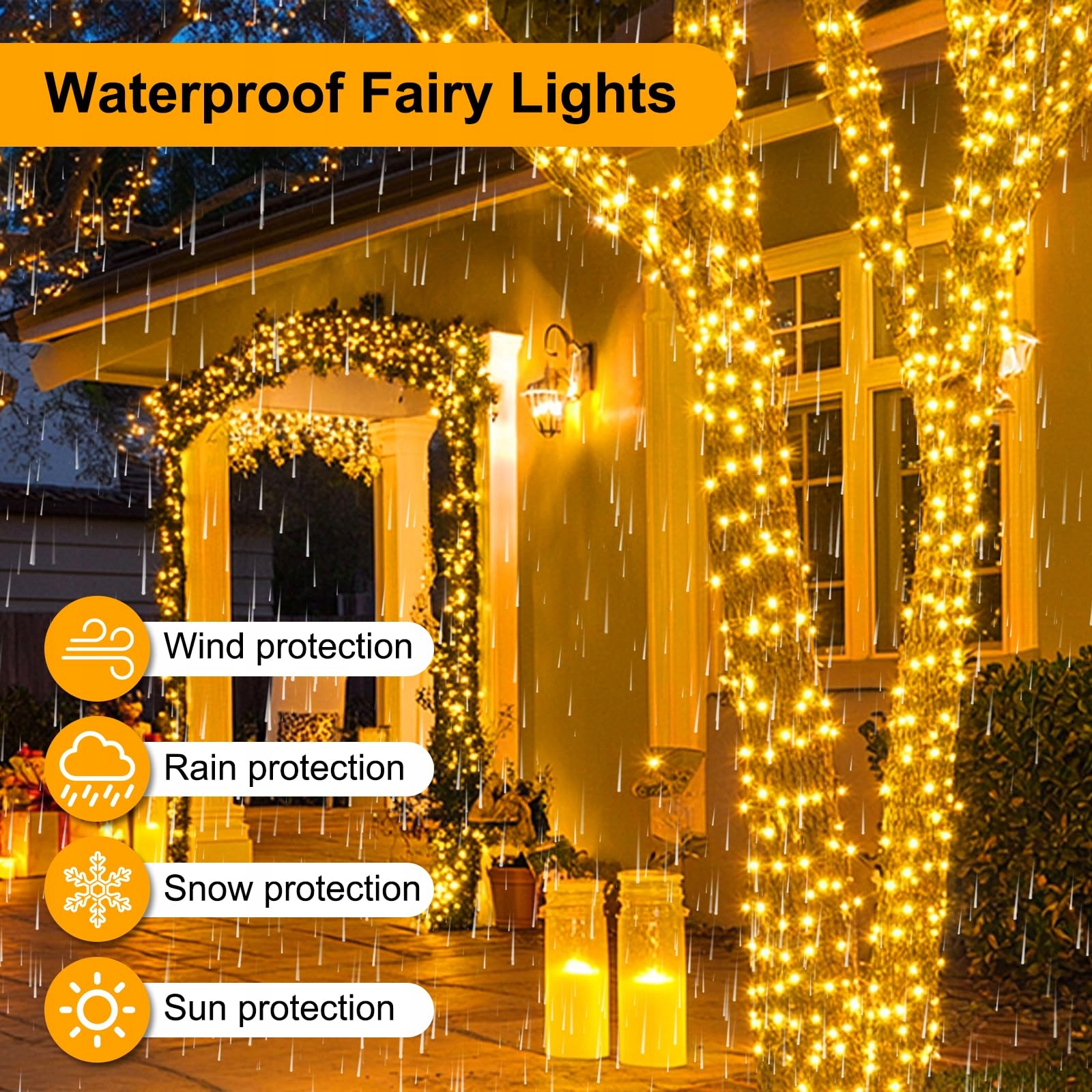 FAIRYGLIM LANCUCH SWIETLNY LED 20M 200 LED ZEWNATRZNY WODOODPORNY 8 TRYBOW — miniatura 2