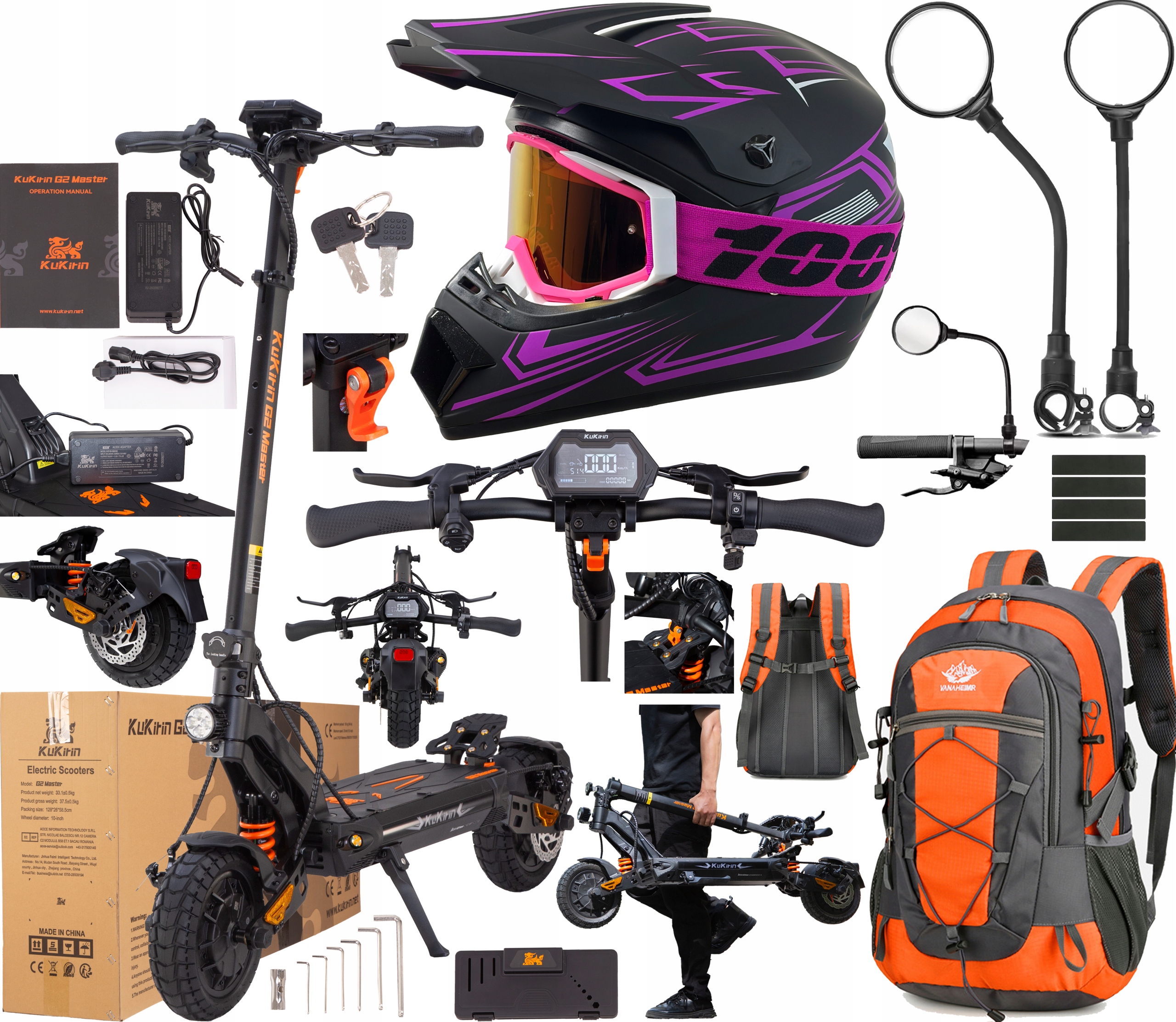 2026 KuKirin G2 Master 2000W 52V 20,8AH 60KM/H 70KM 10" terénní dárky