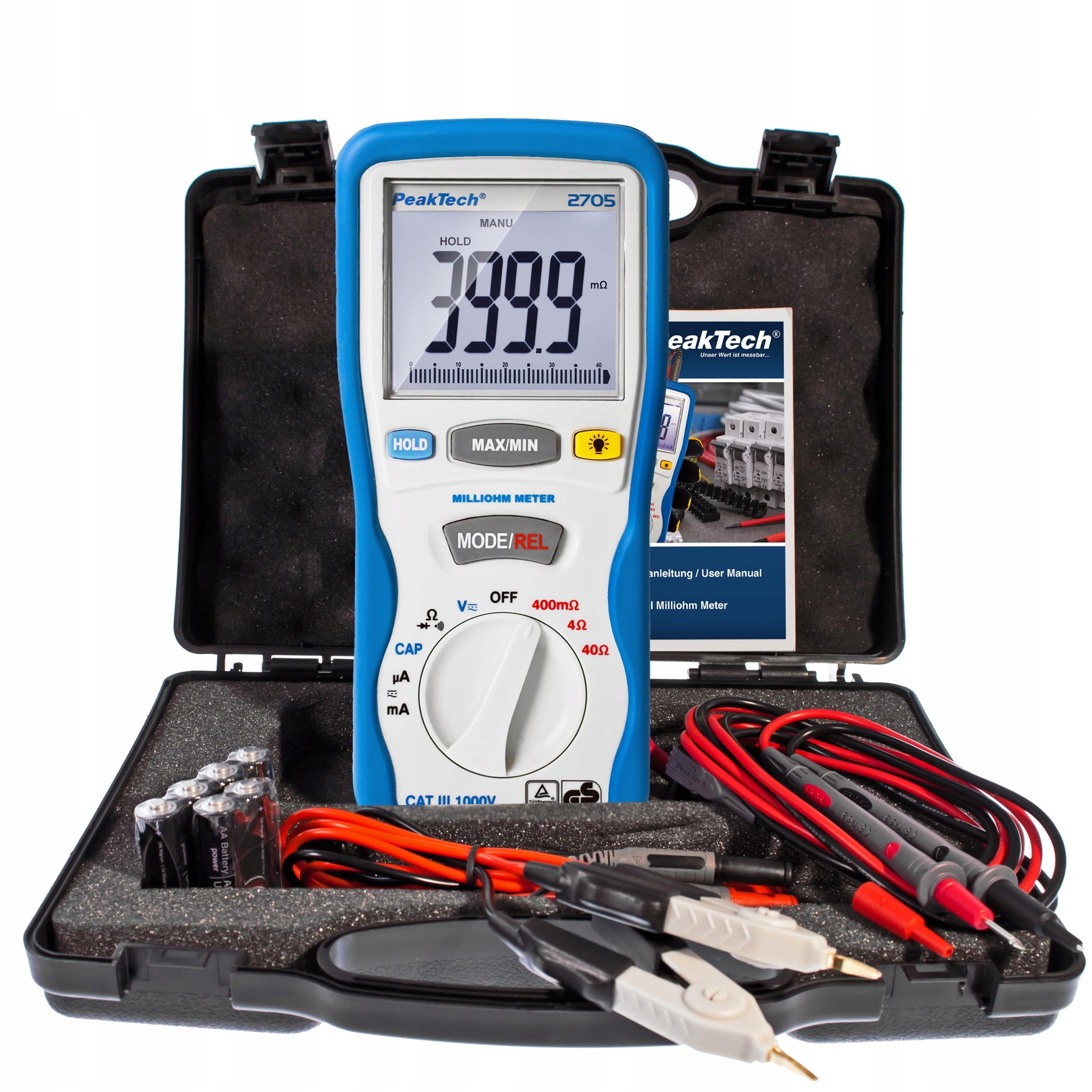 PeakTech P 2705 miliohmmetr, digitální displej, Tüv/gs
