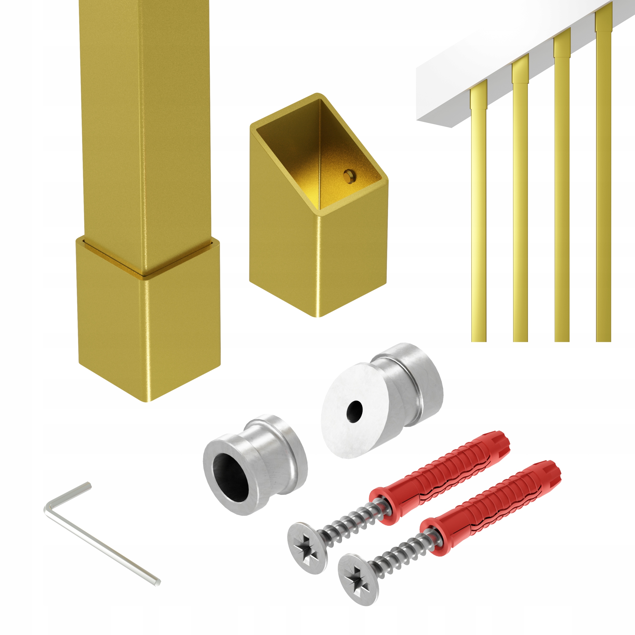 Zábradlí na schody šikmé 40 st tralka 25x25 mm zlaté 295 cm Paxo 40