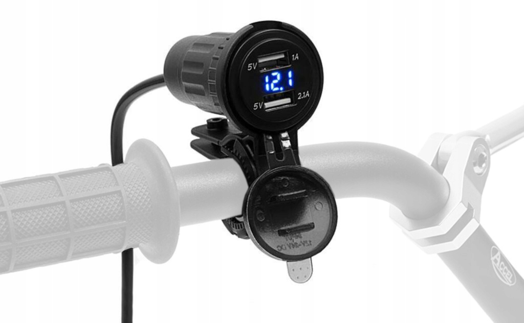 МОТОЦИКЛ РОЗЕТКА 2X USB ВОЛЬТМЕТР 12V 24V