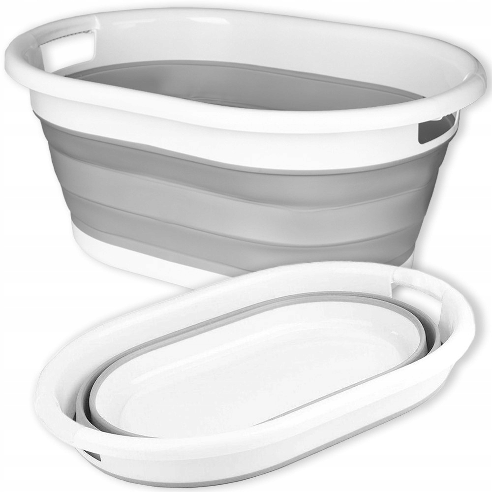 MISKA SILIKONOWA NA PRANIE SKŁADANA BIAŁOSZARA 25L