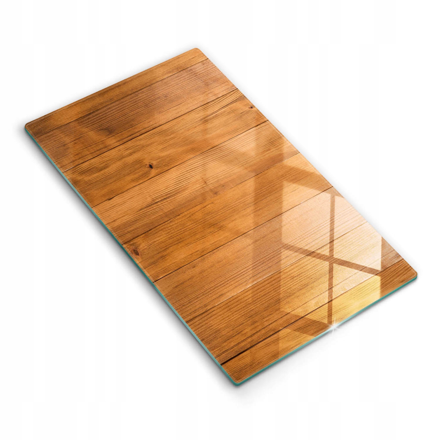 Kuchyňská multifunkční dekorativní skleněná krytka 52 x 30 cm Dřevěná prkénka