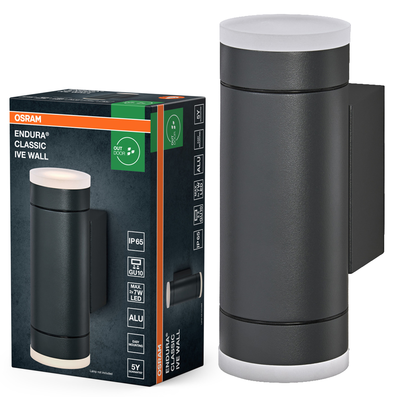 Zahradní nástěnné svítidlo Venkovní fasádní lampa GU10 Šedá IP65 Endura Osram