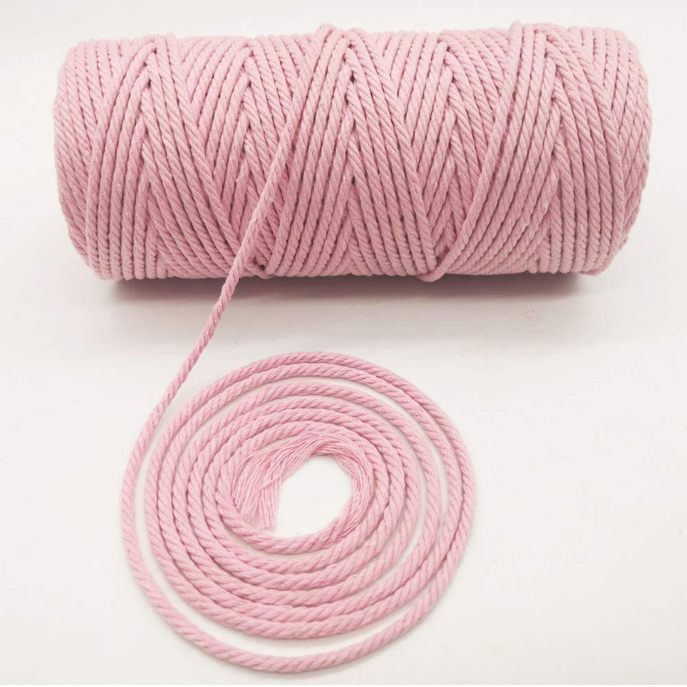 Makramé Šňůra Bavlněné Lano Růžová 3MM 200M