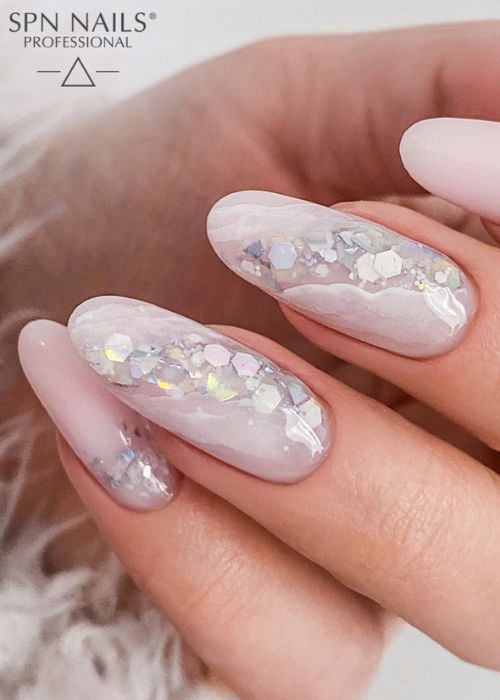 SPN Top Hybrid With Nail Particles Holographic Silver UV LaQ 10 мл — фото 10