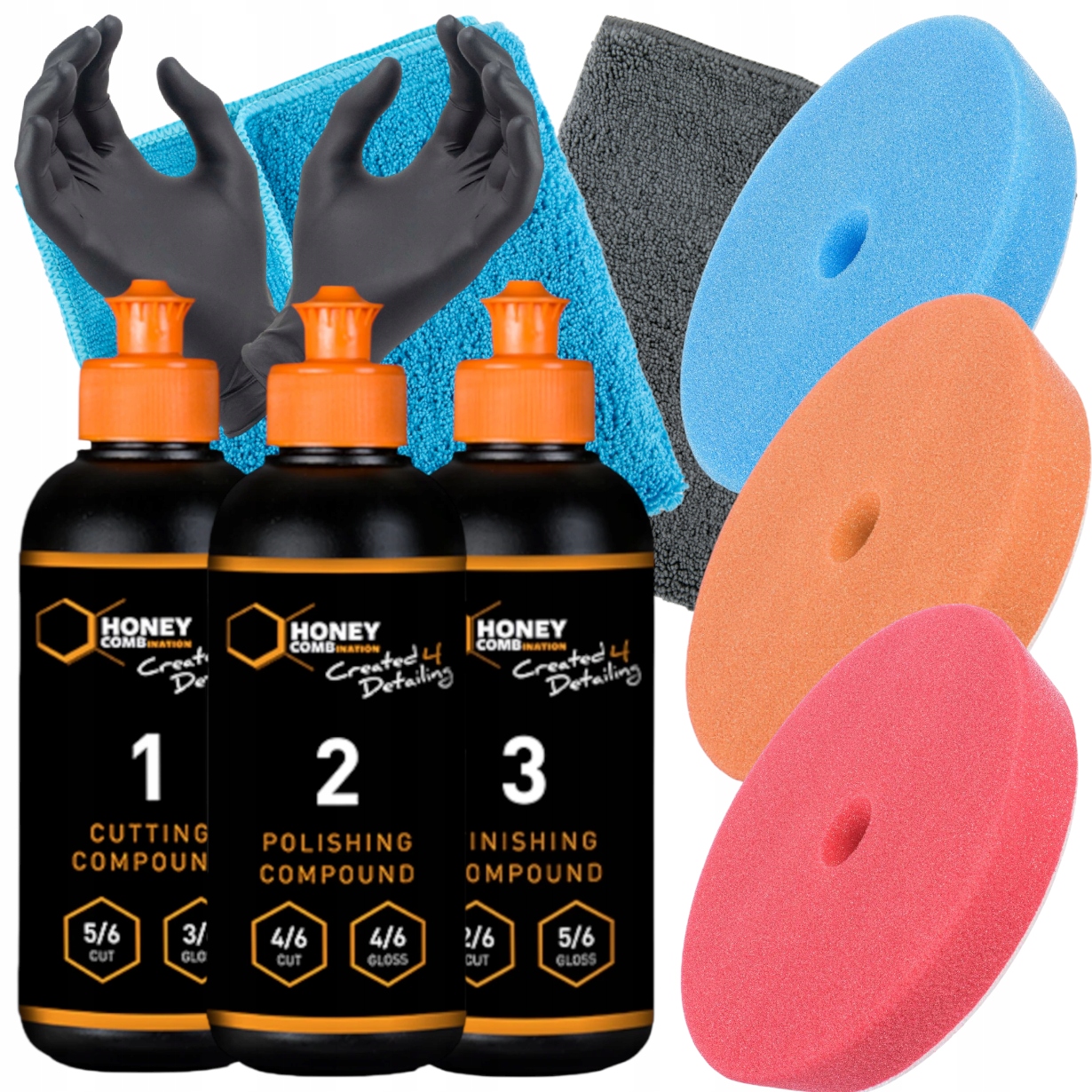 Zestaw Do Polerowania Lakieru 3x Pasta Polerska Honey 100ml 3x Pady 125mm