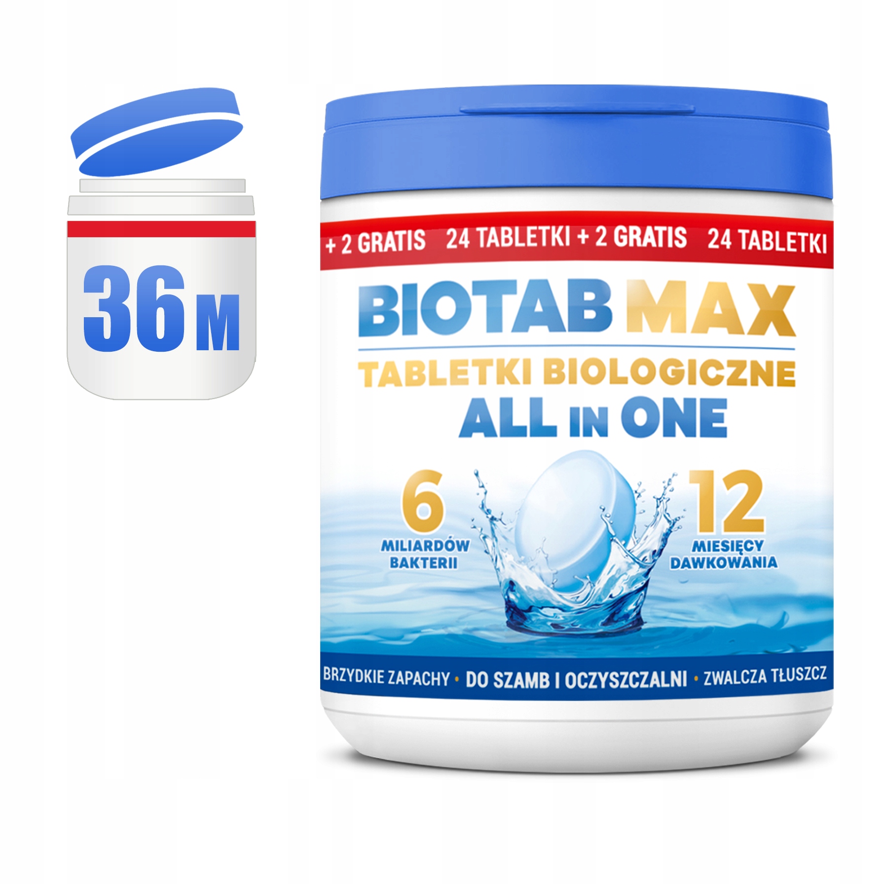 BAKTERIE DO SZAMBA BioTab ALL in ONE | Tabletki do szamba na ROK + TŁUSZCZE Forma produktu tabletki