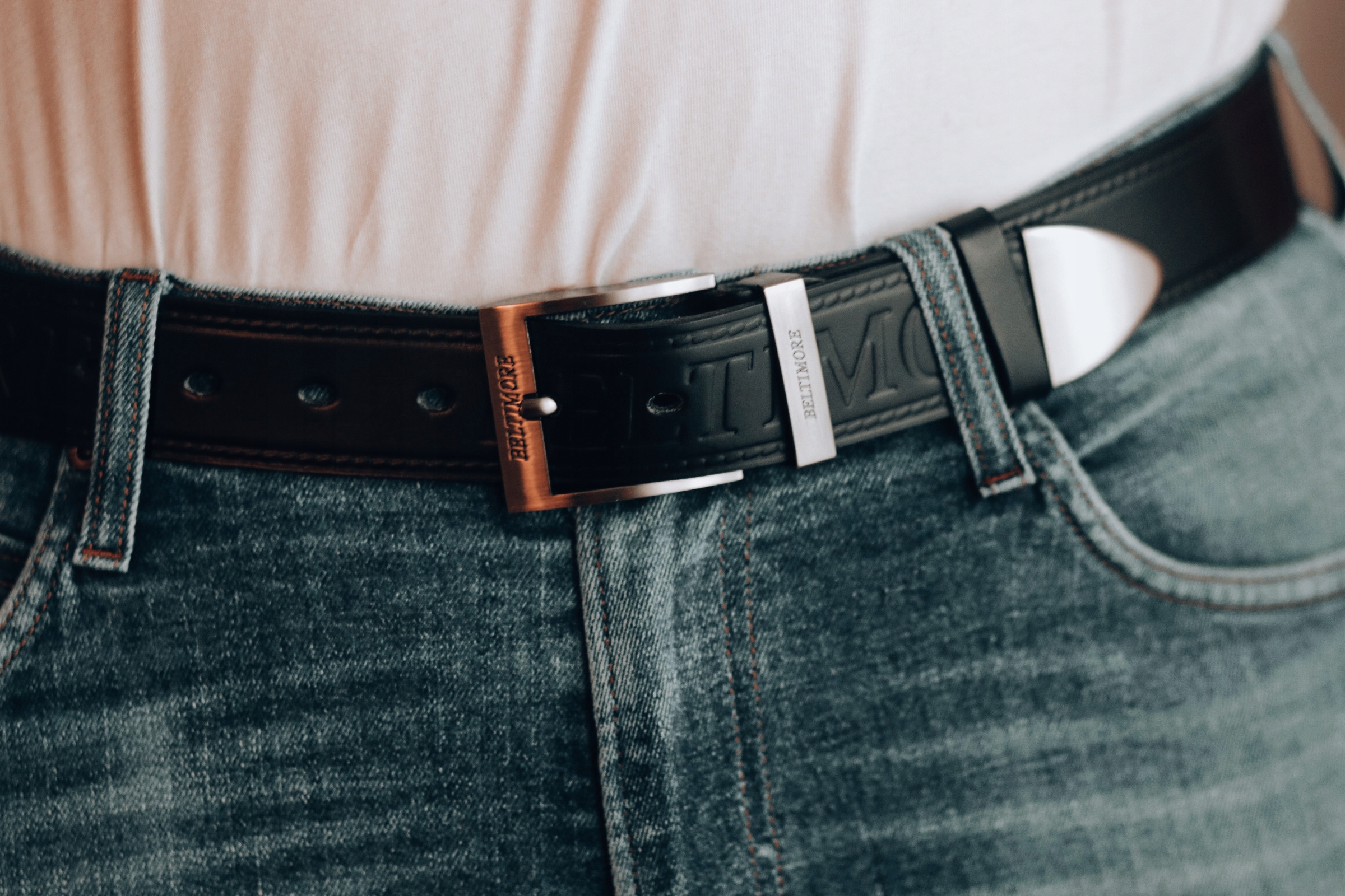 PASEK do spodni MĘSKI szeroki SKÓRZANY CZARNY r140 Model 524