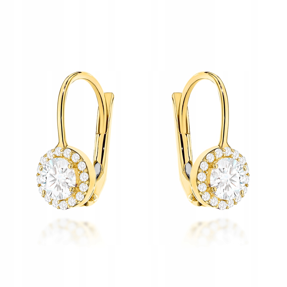 Zlaté náušnice 585 s centrálním zirkonem v menším zasazení jako dárek